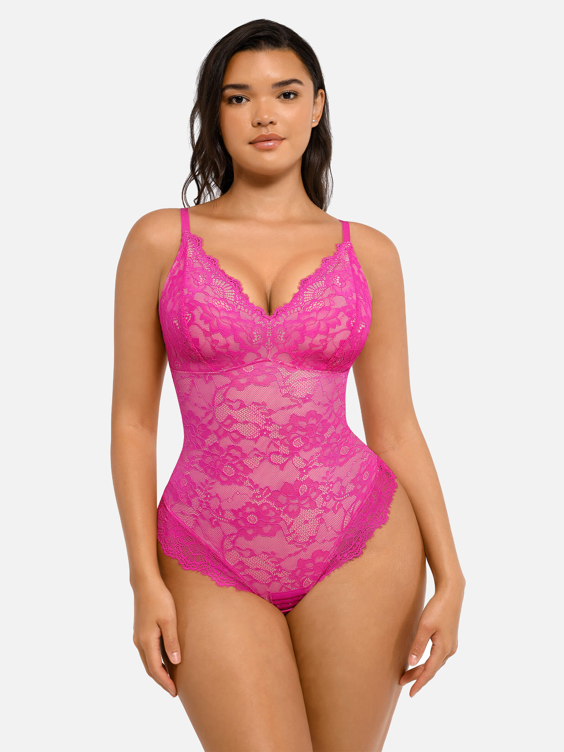Lace V-Neck Stretch Bodysuit - Image 16