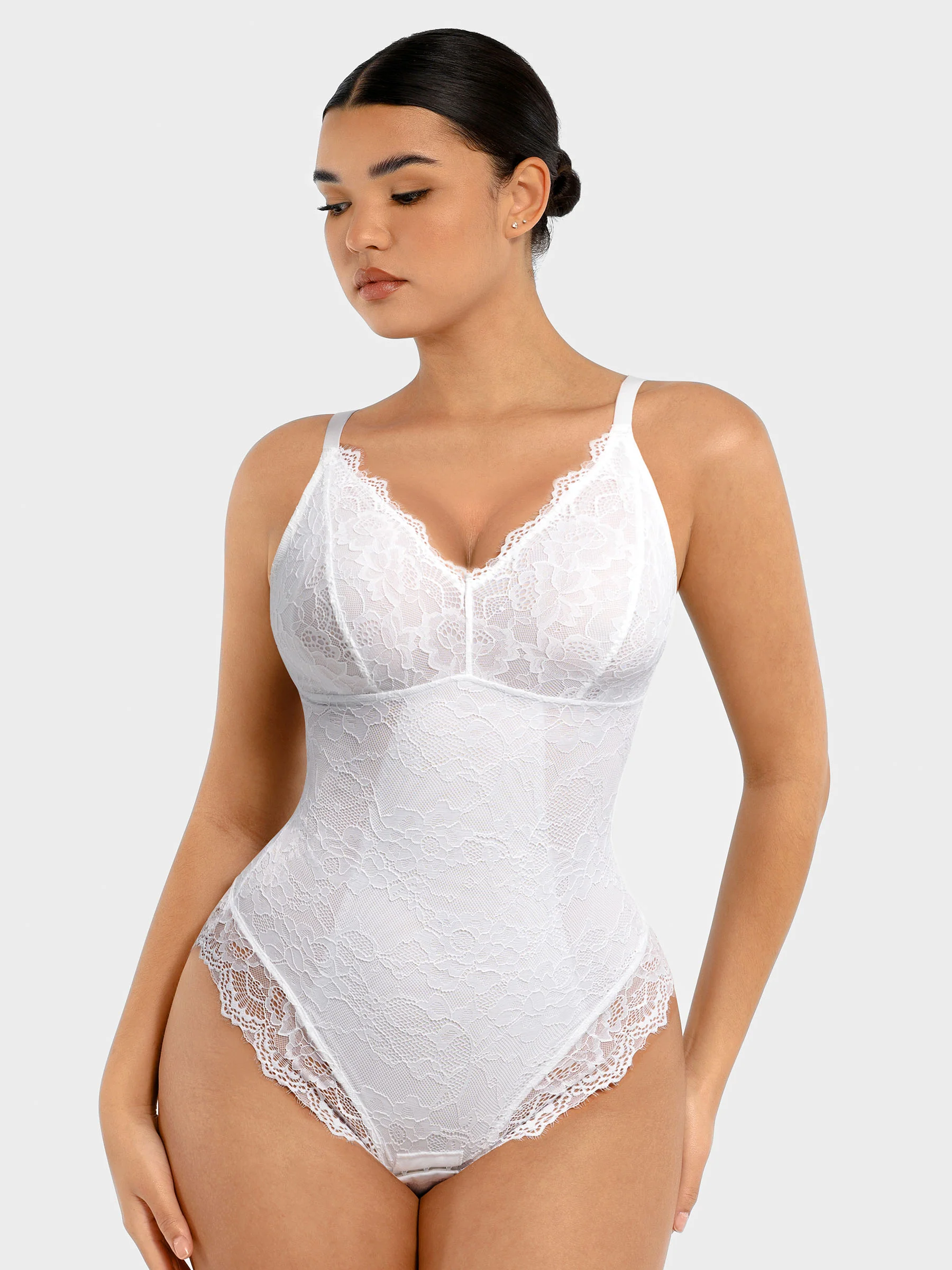 Lace V-Neck Stretch Bodysuit - Image 29