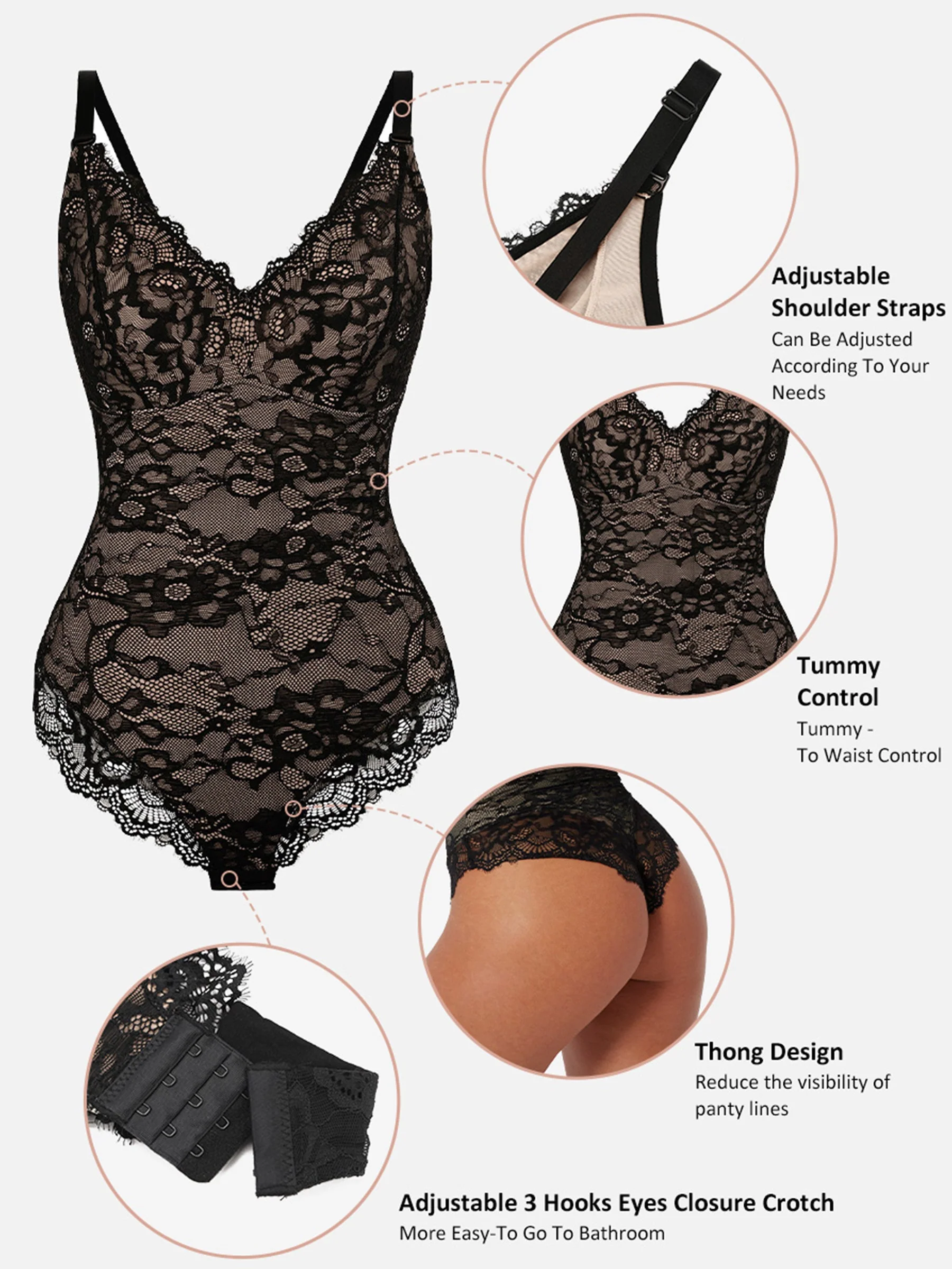 Lace Sculpt V-Neck  Bodysuit - Image 3