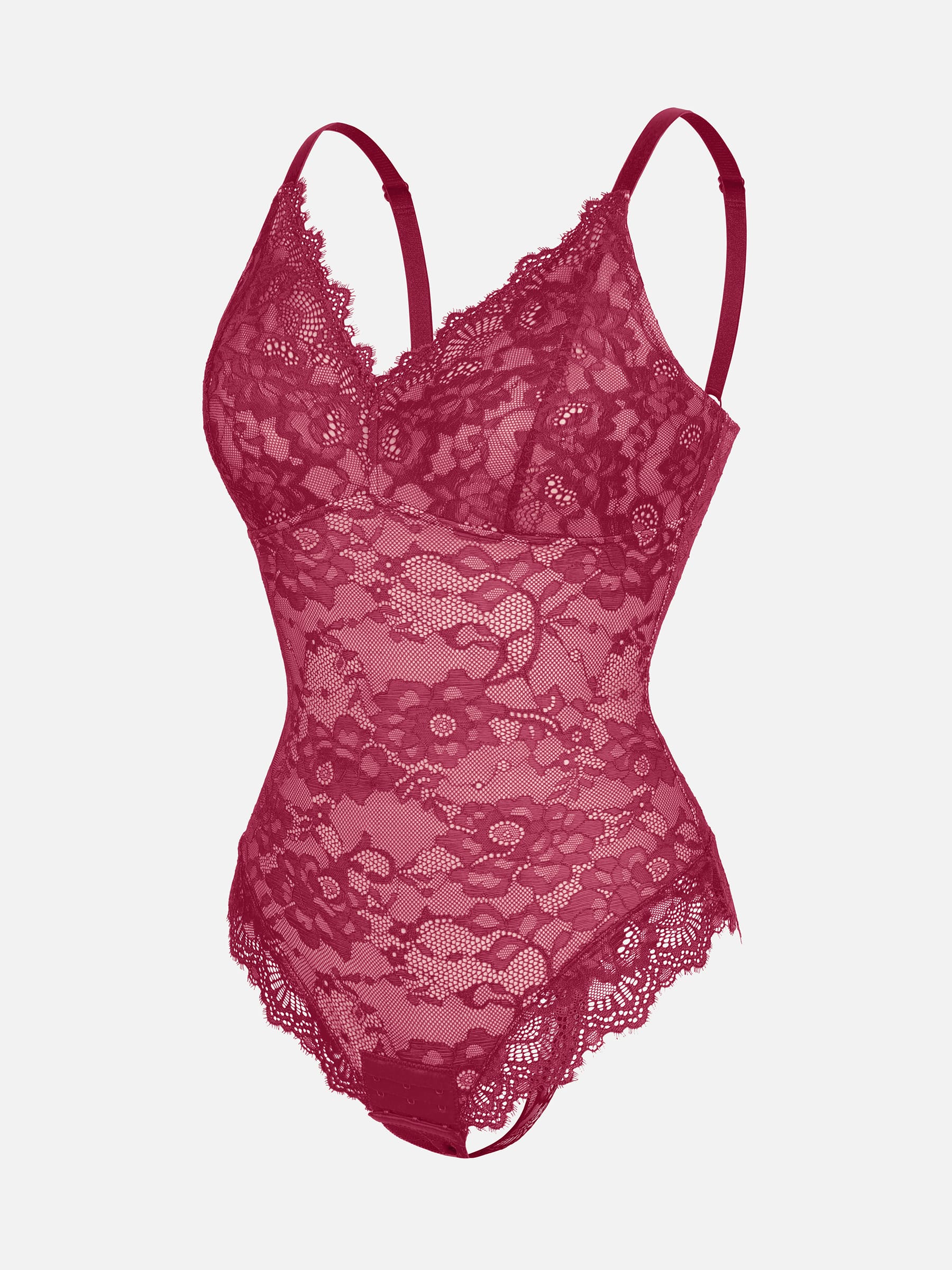 Lace V-Neck Stretch Bodysuit - Image 50