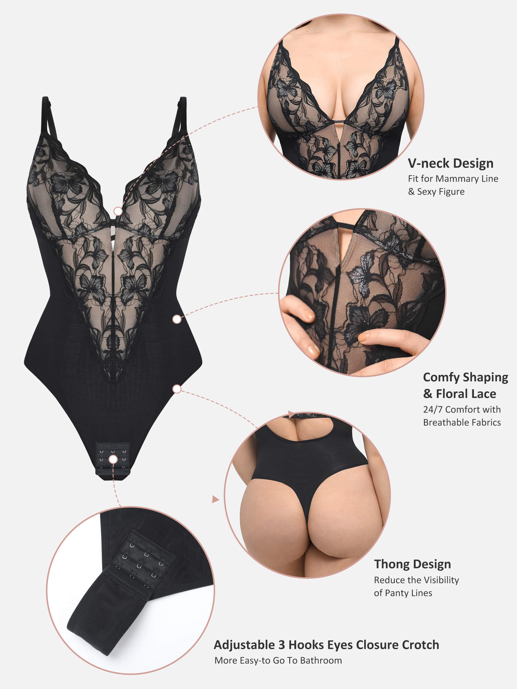 Feelingirl Lace Thong Shapewear Bodysuit - Image 4