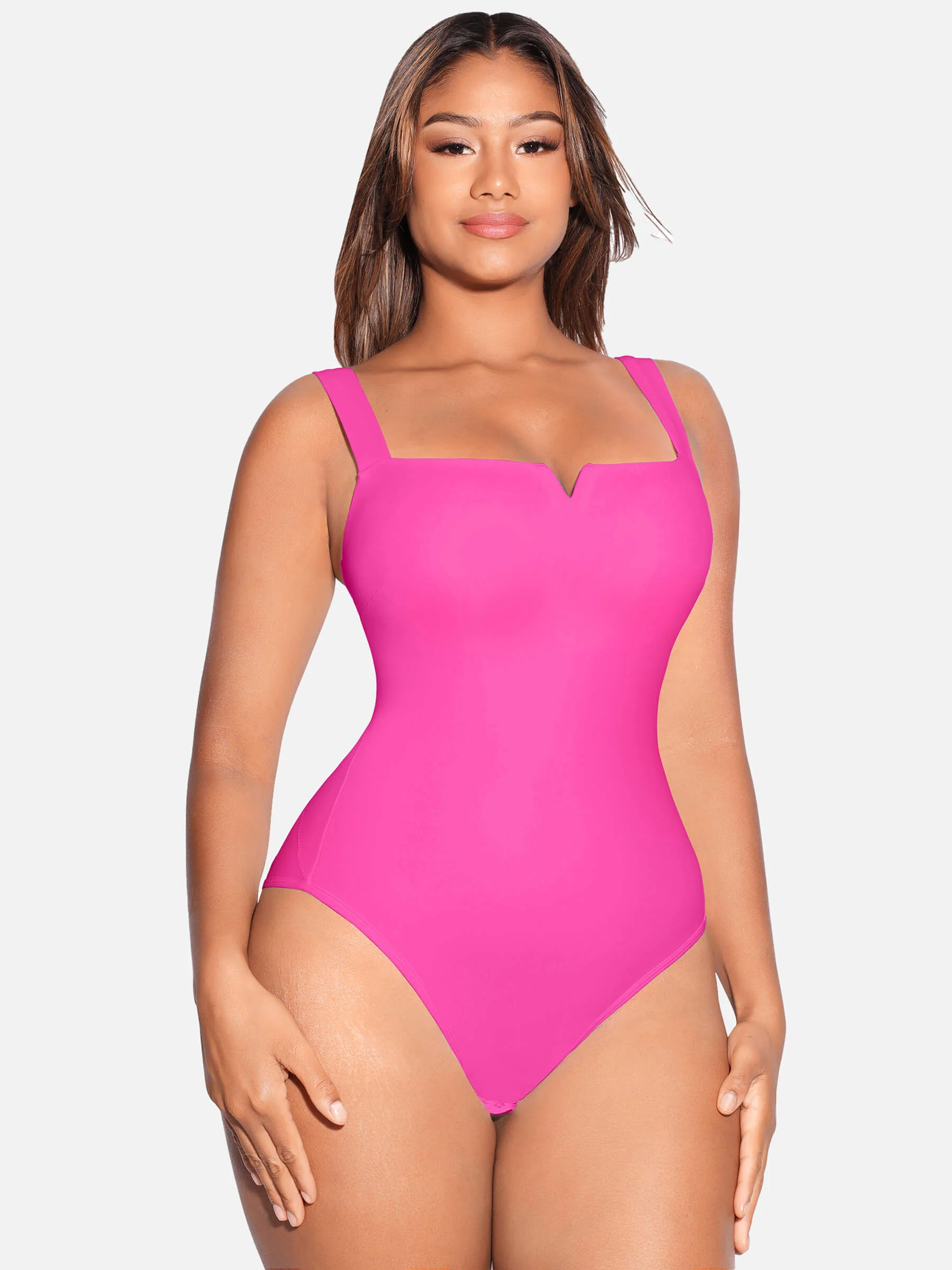 Feelingirl Square Collar Elastic Outerwear Shape Bodysuit - Image 10