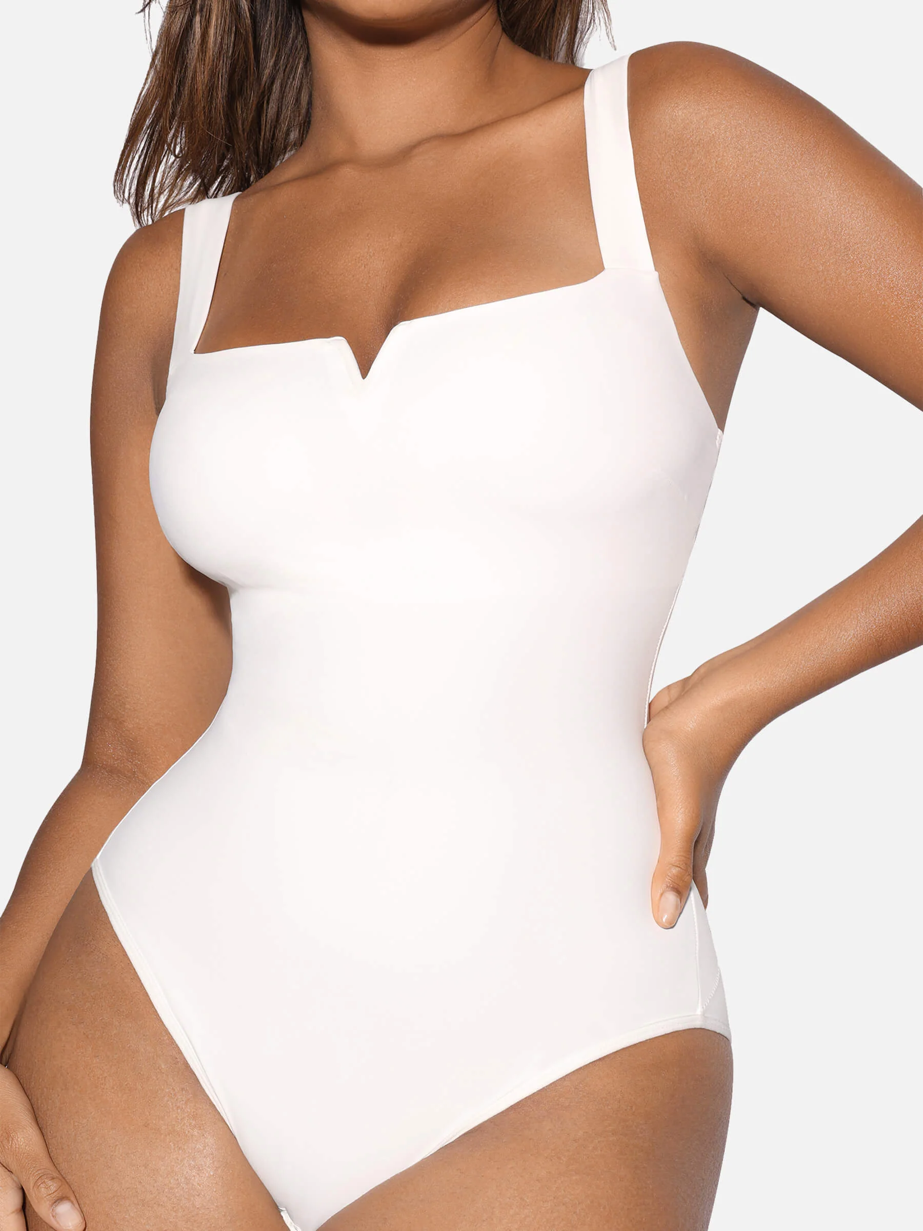 Feelingirl Square Collar Elastic Outerwear Shape Bodysuit - Image 18