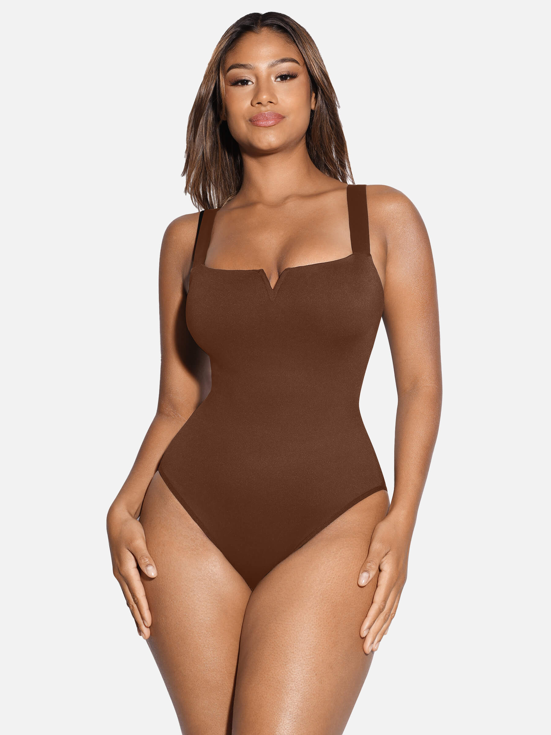Feelingirl Square Collar Elastic Outerwear Shape Bodysuit - Image 19