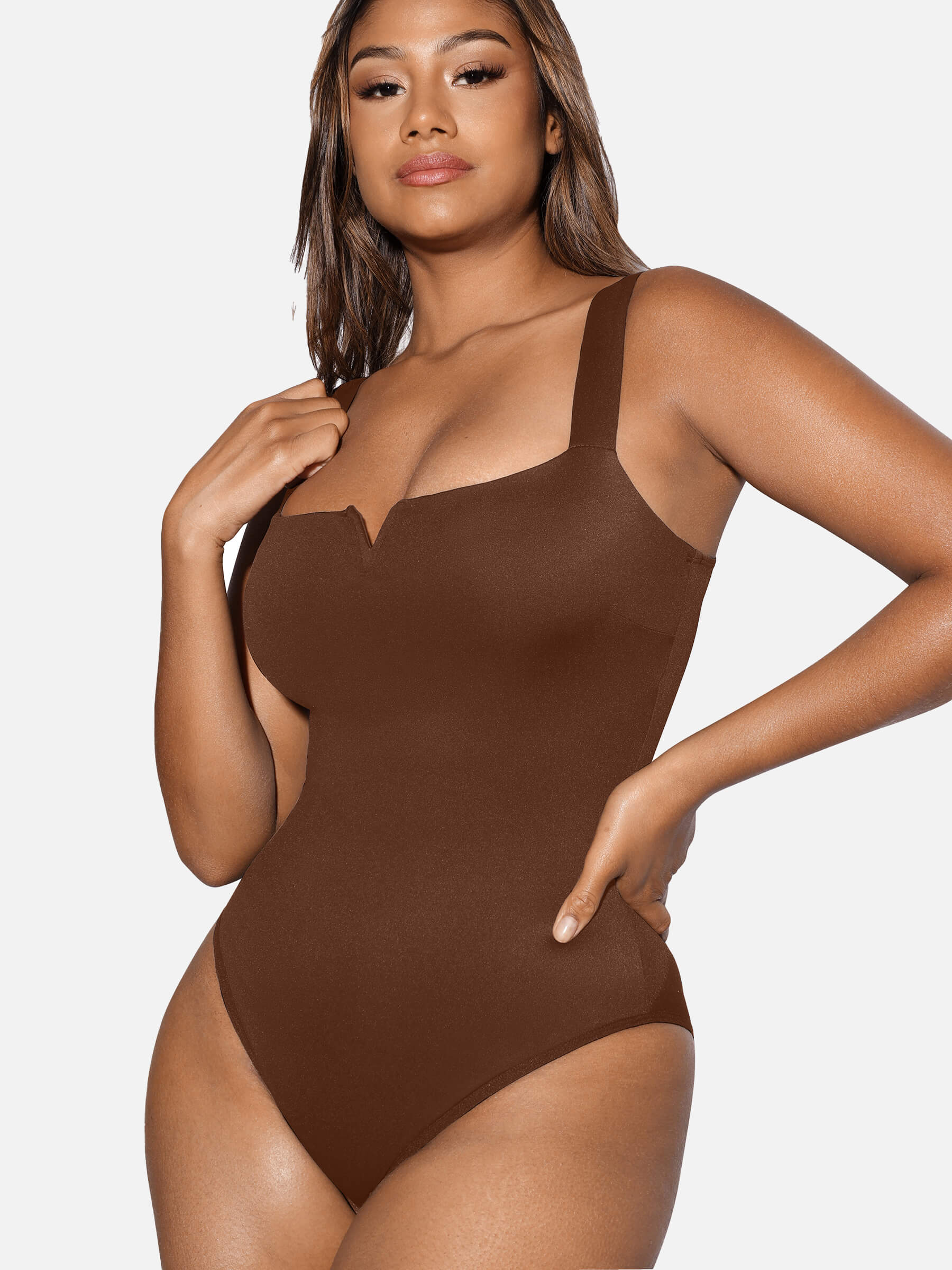 Feelingirl Square Collar Elastic Outerwear Shape Bodysuit - Image 20