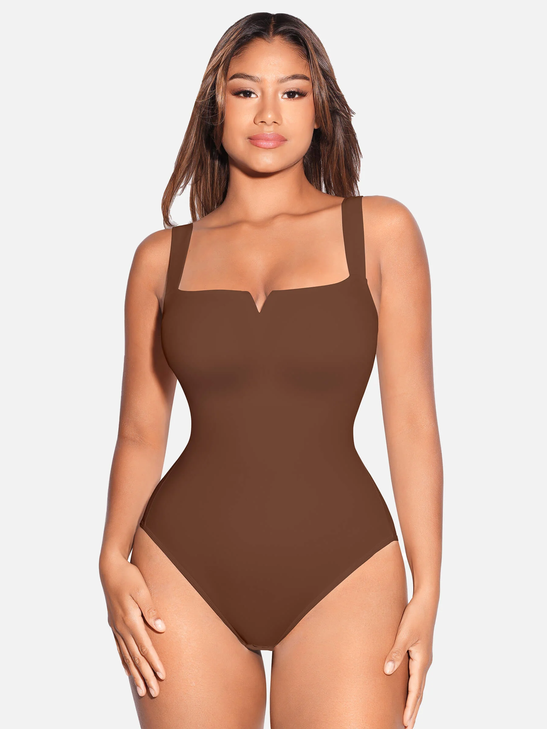 Feelingirl Square Collar Elastic Outerwear Shape Bodysuit - Image 21