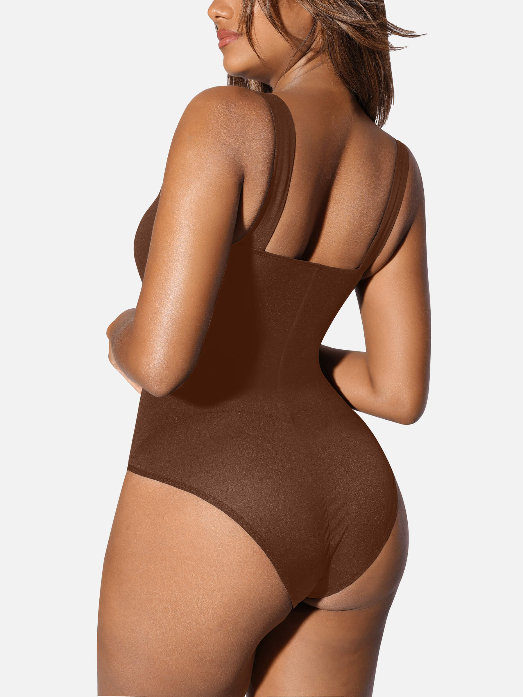 Feelingirl Square Collar Elastic Outerwear Shape Bodysuit - Image 22