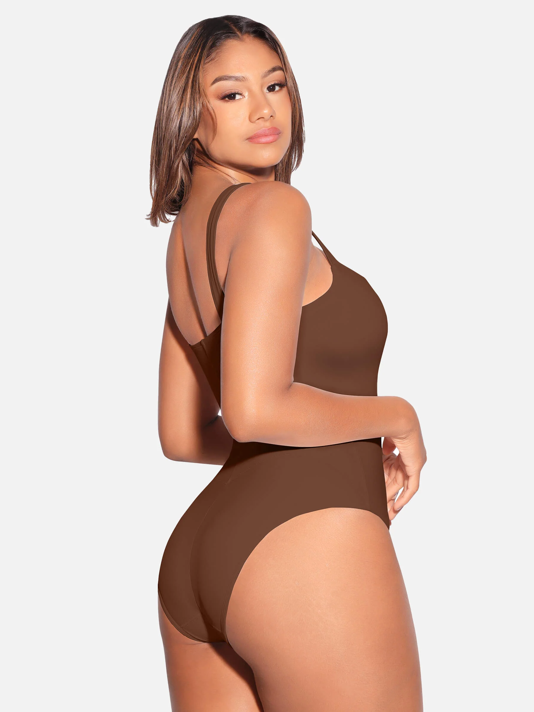 Feelingirl Square Collar Elastic Outerwear Shape Bodysuit - Image 23