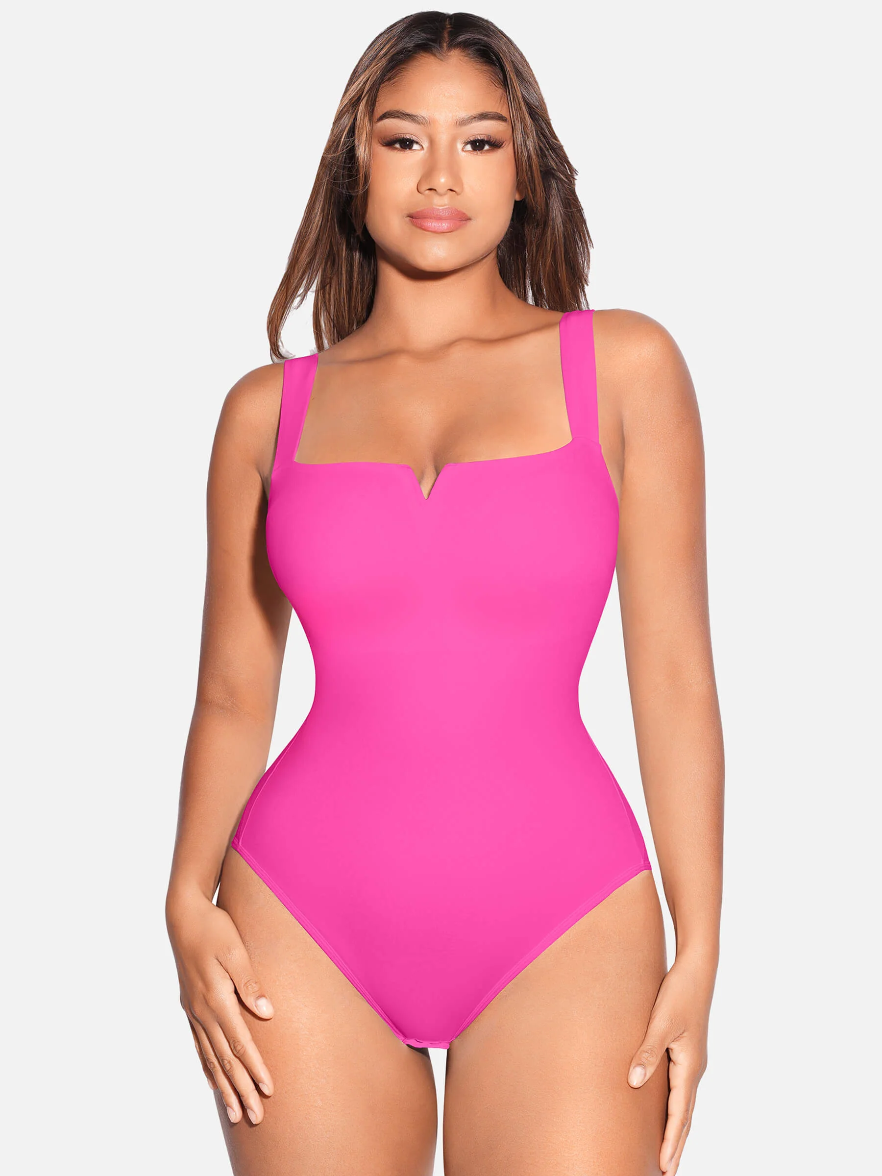 Feelingirl Square Collar Elastic Outerwear Shape Bodysuit - Image 7