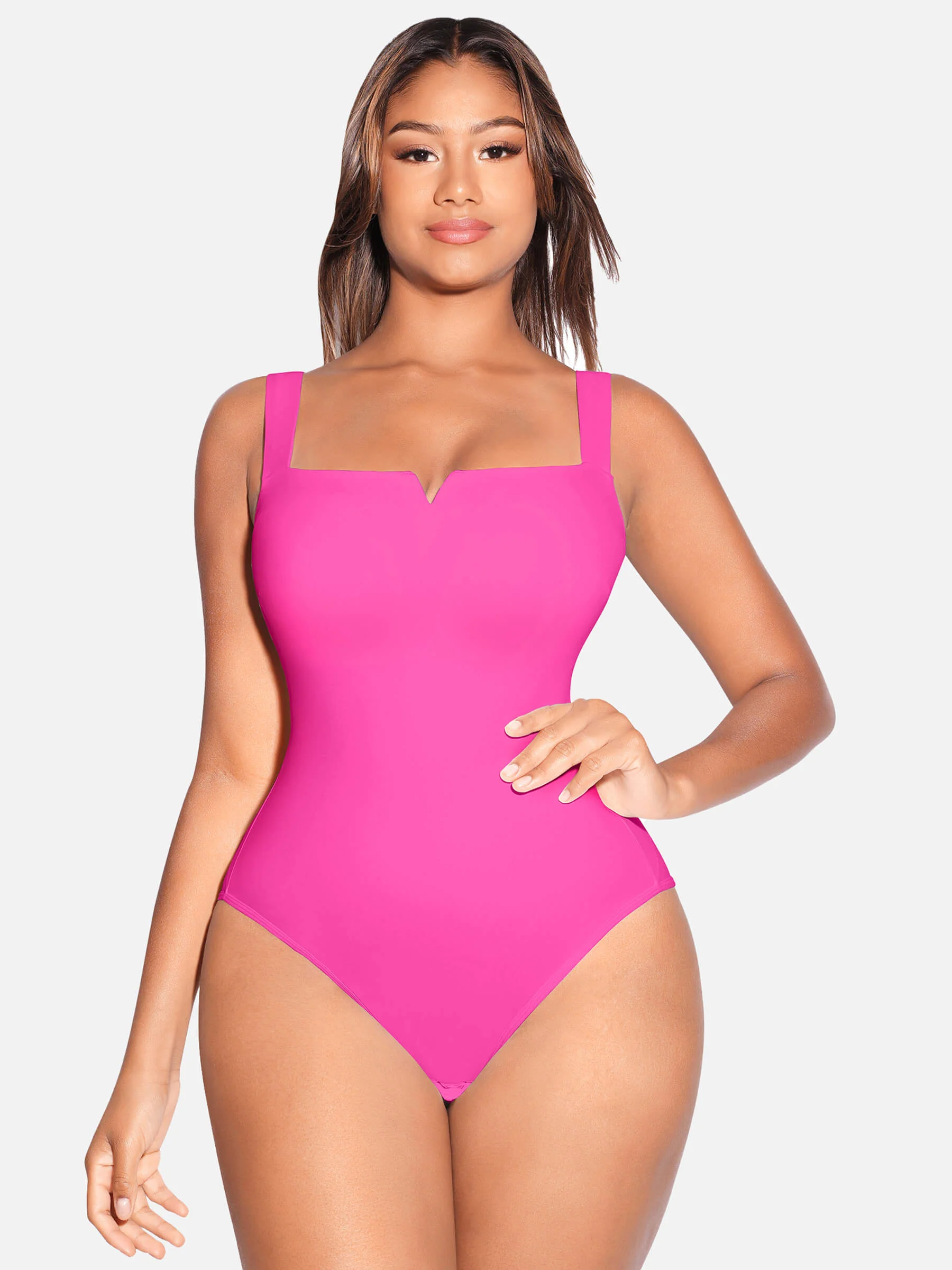 Feelingirl Square Collar Elastic Outerwear Shape Bodysuit - Image 9