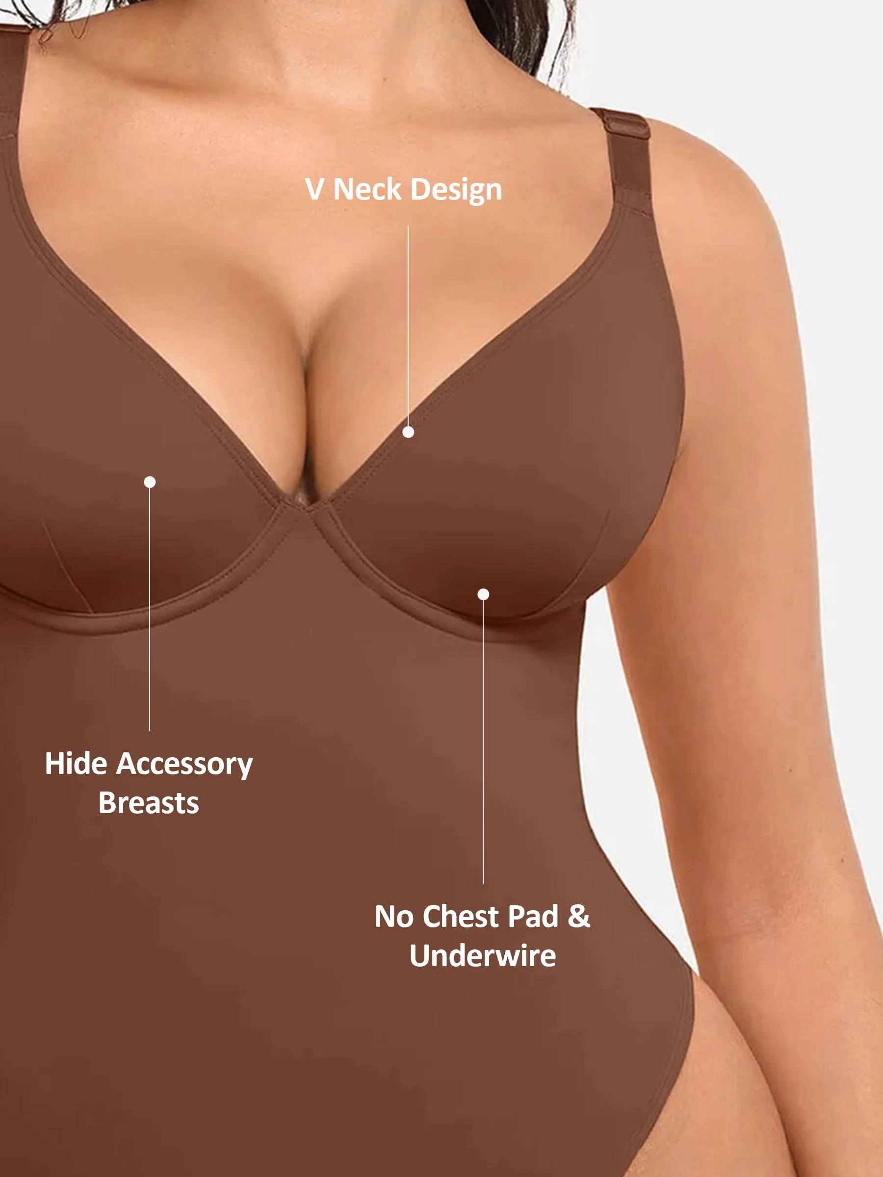 Feelingirl V Neck Tummy Control Thong Shapewear - Image 10