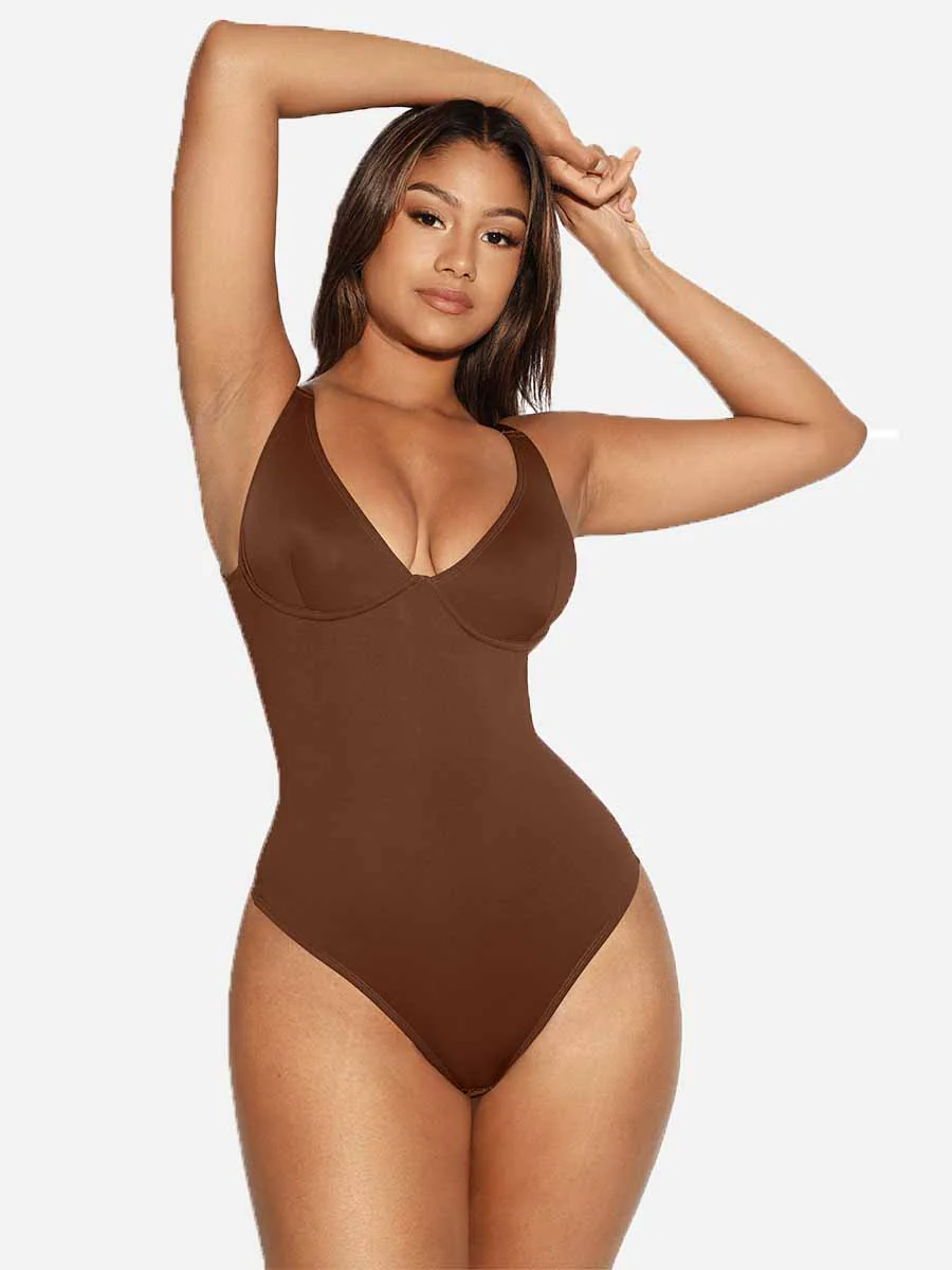 Feelingirl V Neck Tummy Control Thong Shapewear - Image 11