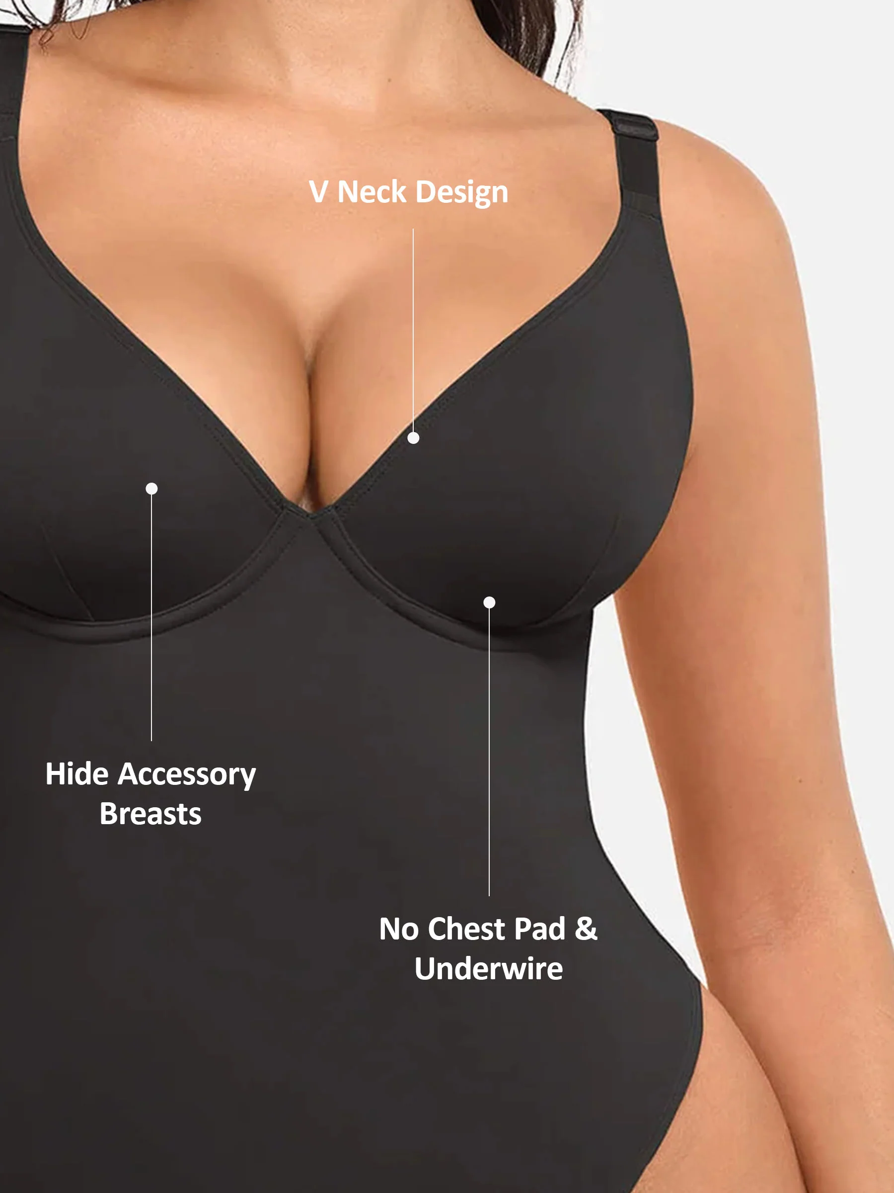 Feelingirl V Neck Tummy Control Thong Shapewear - Image 17