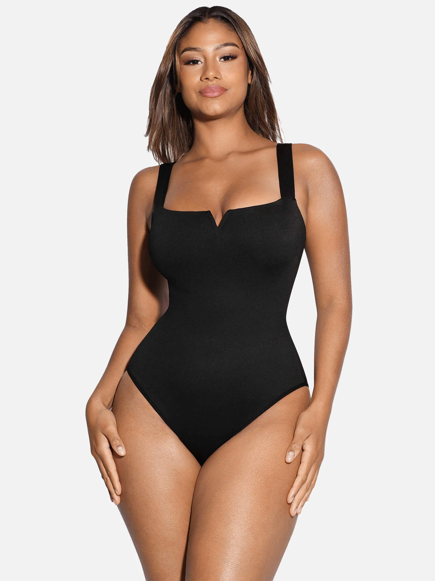 Feelingirl V Neck Tummy Control Thong Shapewear - Image 29
