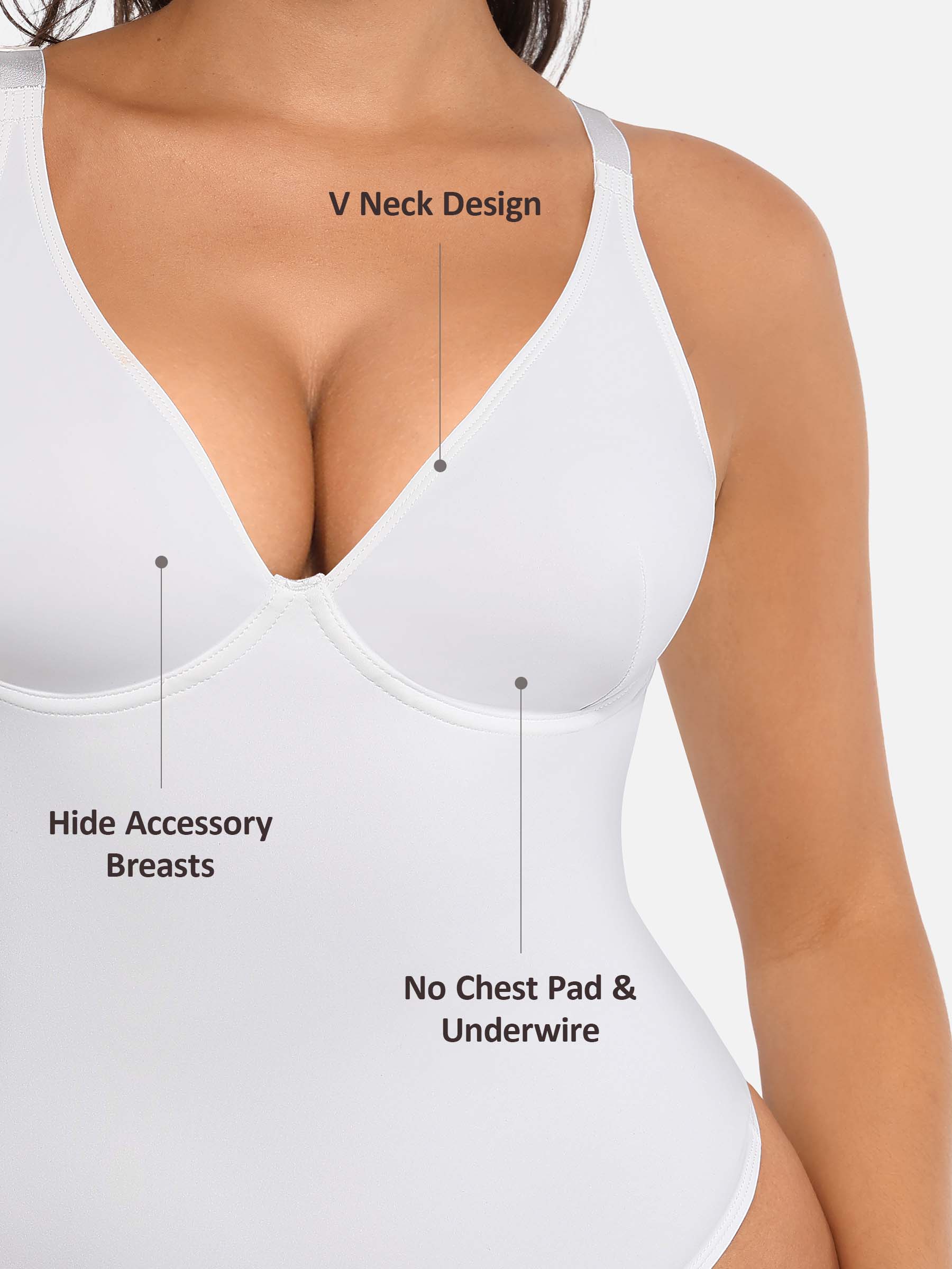 Feelingirl V Neck Tummy Control Thong Shapewear - Image 3