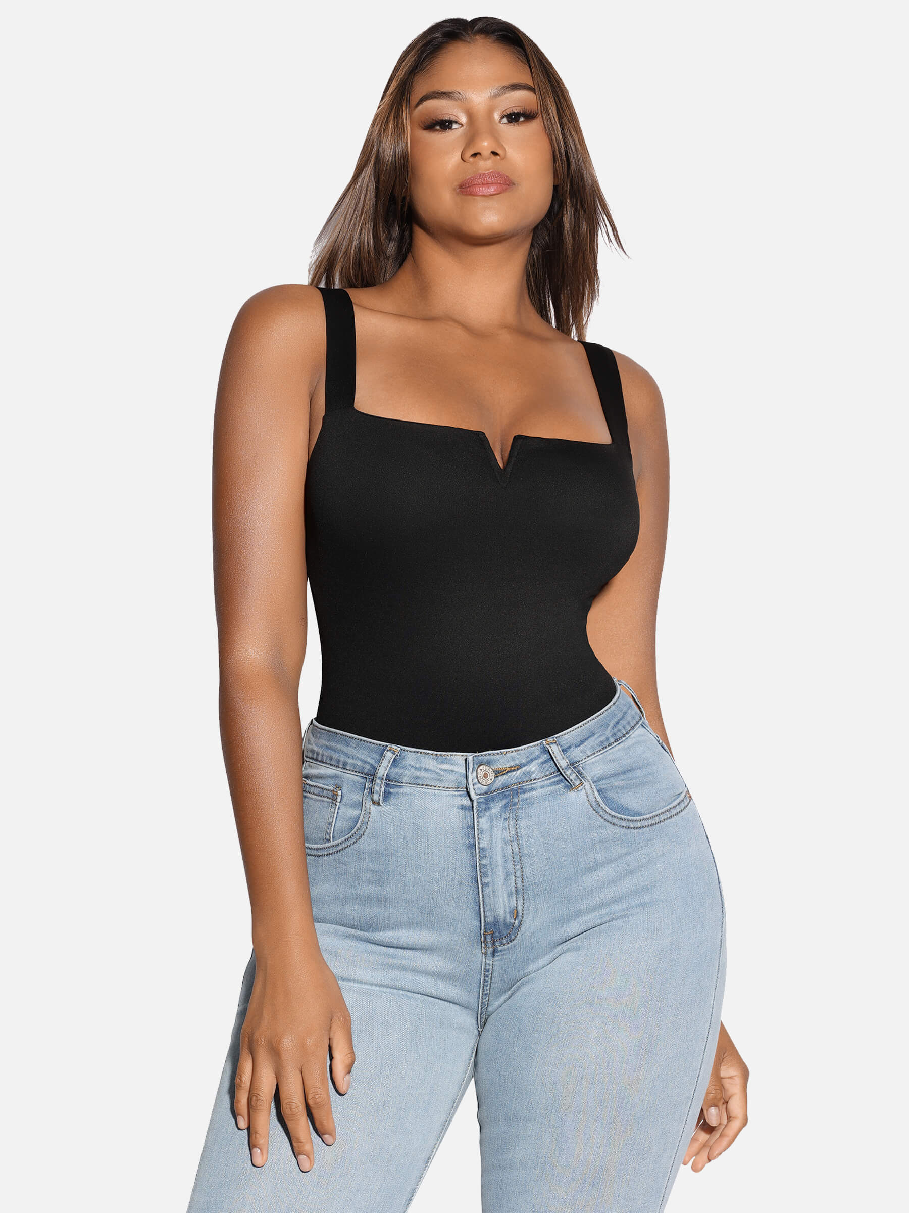 Feelingirl V Neck Tummy Control Thong Shapewear - Image 33