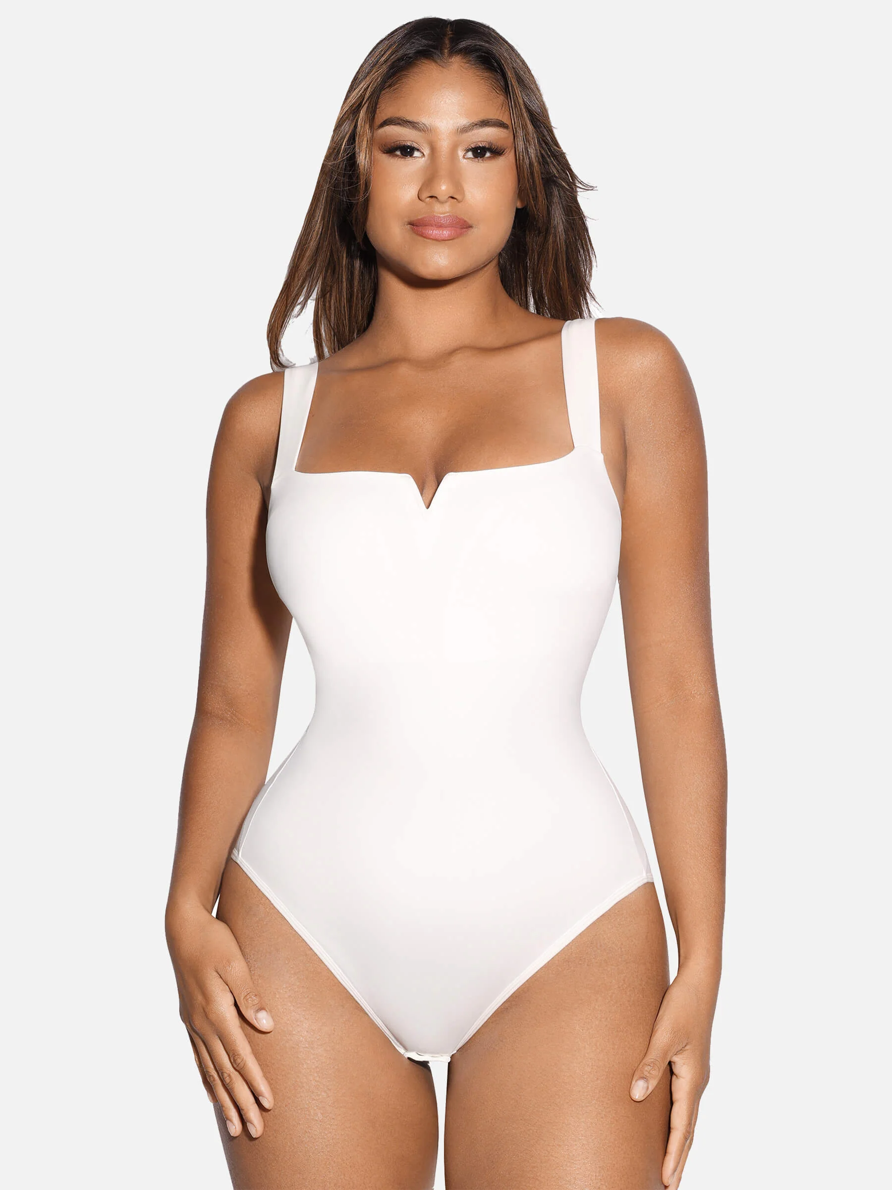 Feelingirl V Neck Tummy Control Thong Shapewear - Image 37
