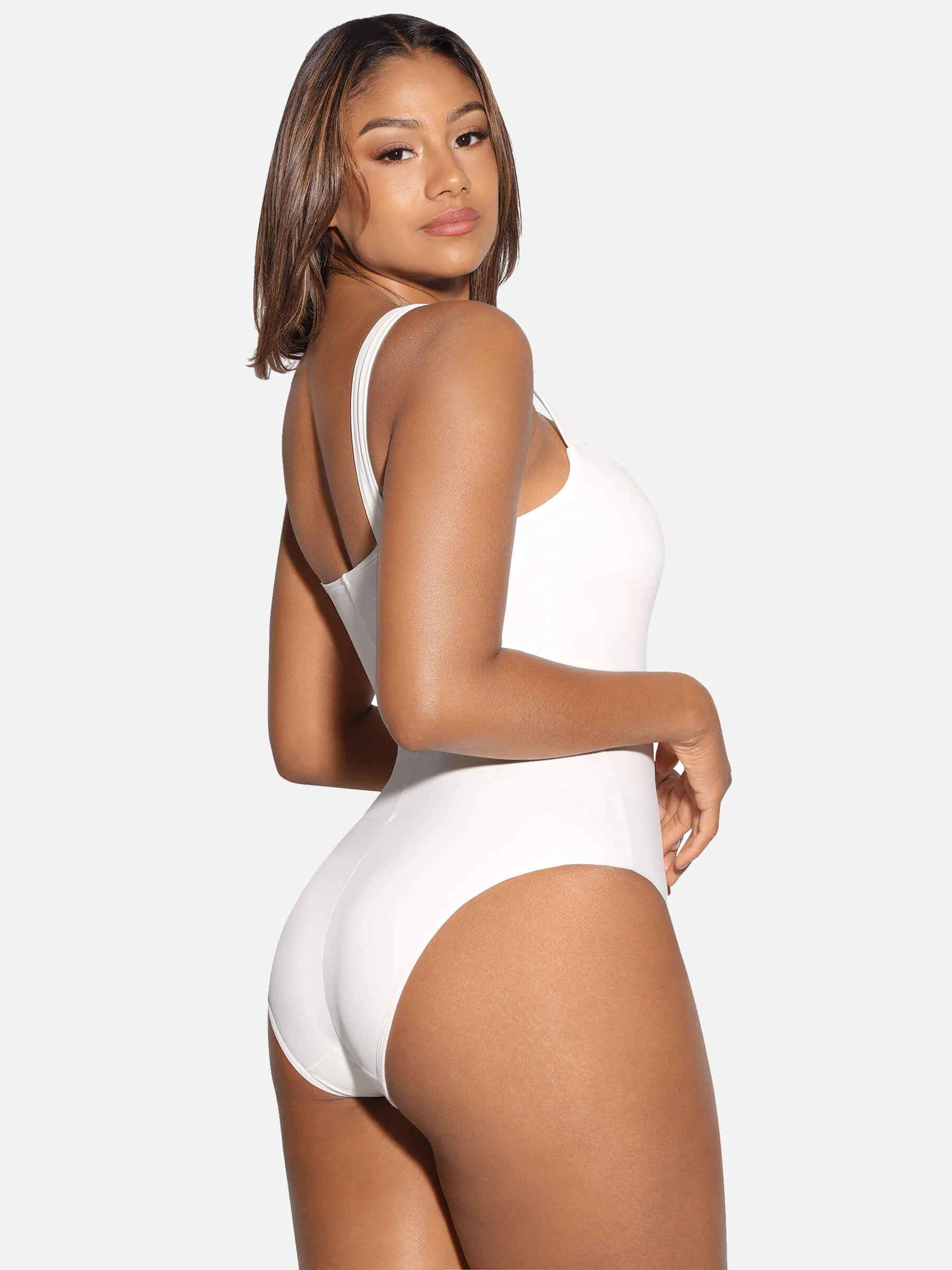 Feelingirl V Neck Tummy Control Thong Shapewear - Image 38