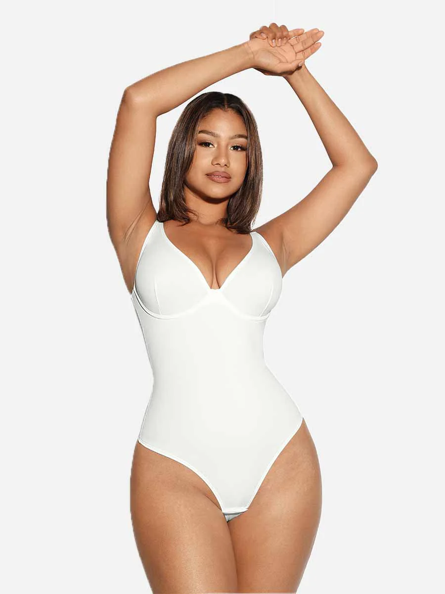 Feelingirl V Neck Tummy Control Thong Shapewear - Image 5