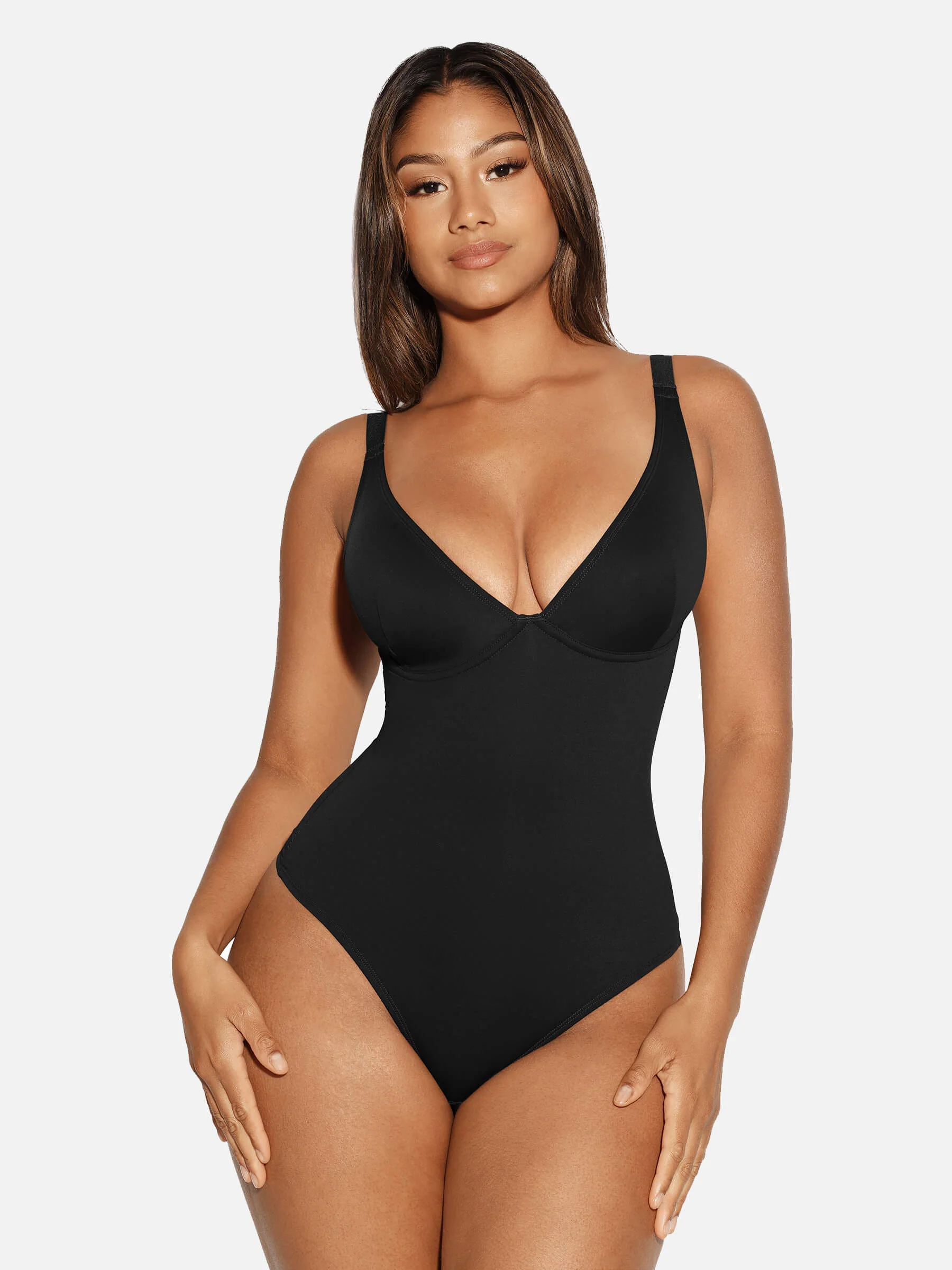 Feelingirl V Neck Tummy Control Shaping Bodysuit - Image 103