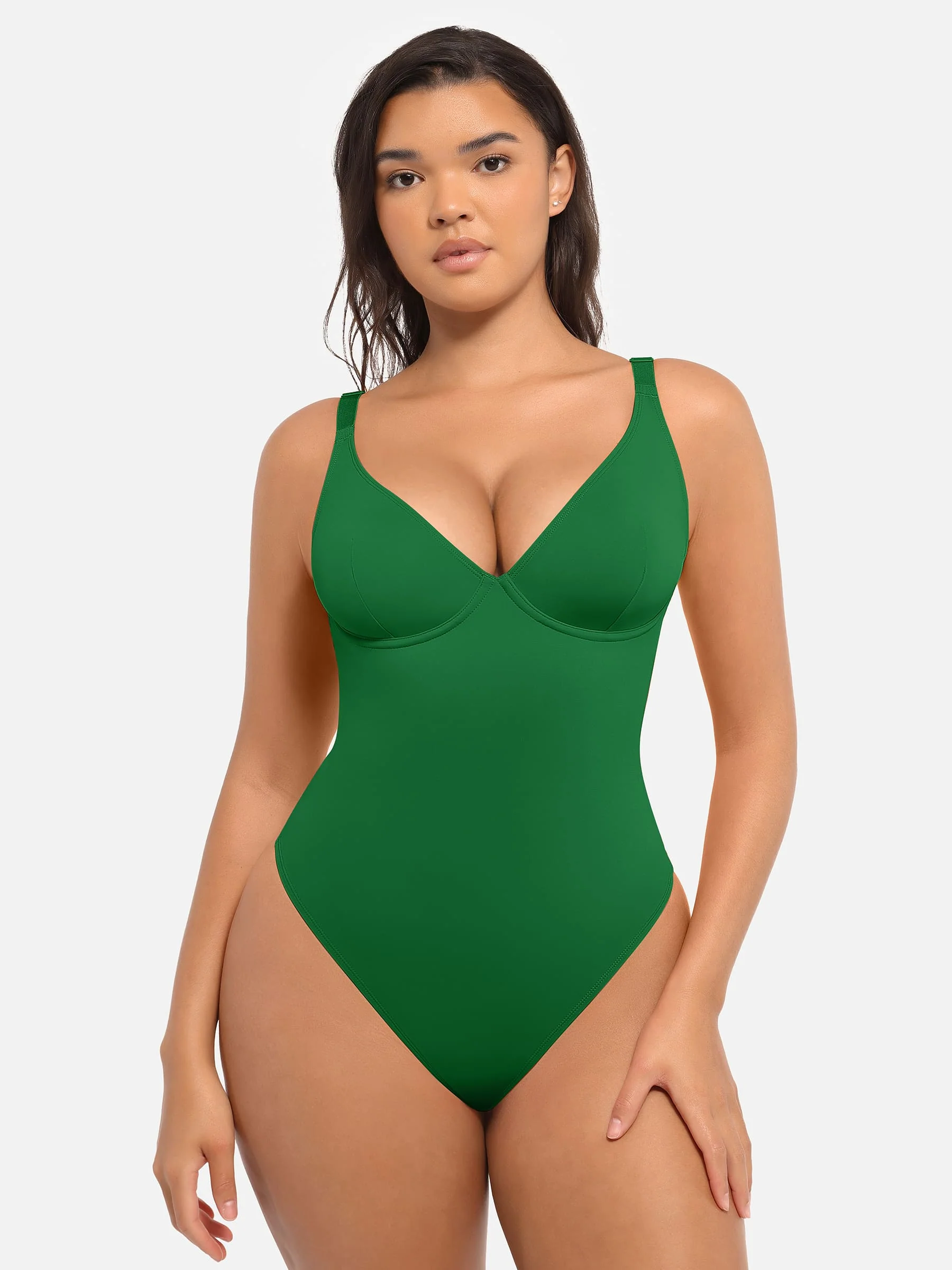 Feelingirl V Neck Tummy Control Shaping Bodysuit - Image 104