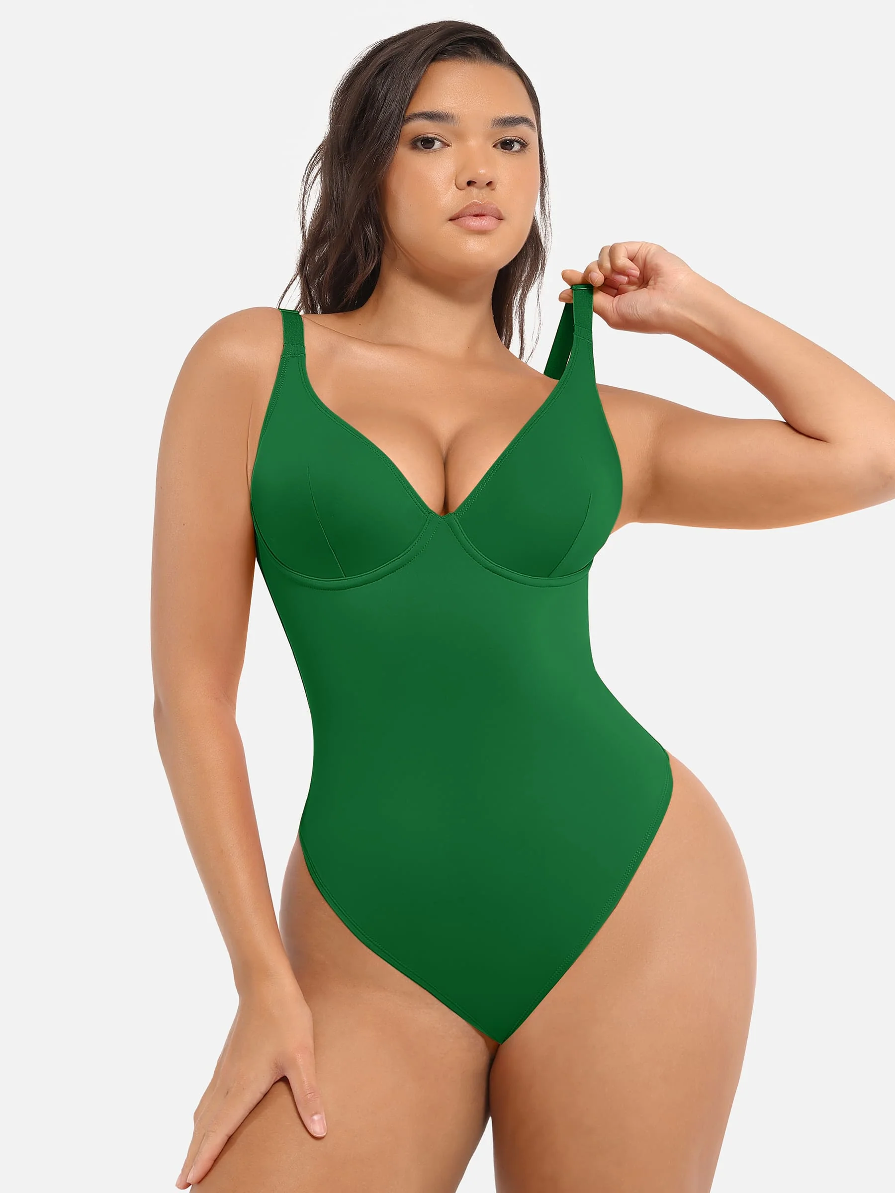 Feelingirl V Neck Tummy Control Shaping Bodysuit - Image 108