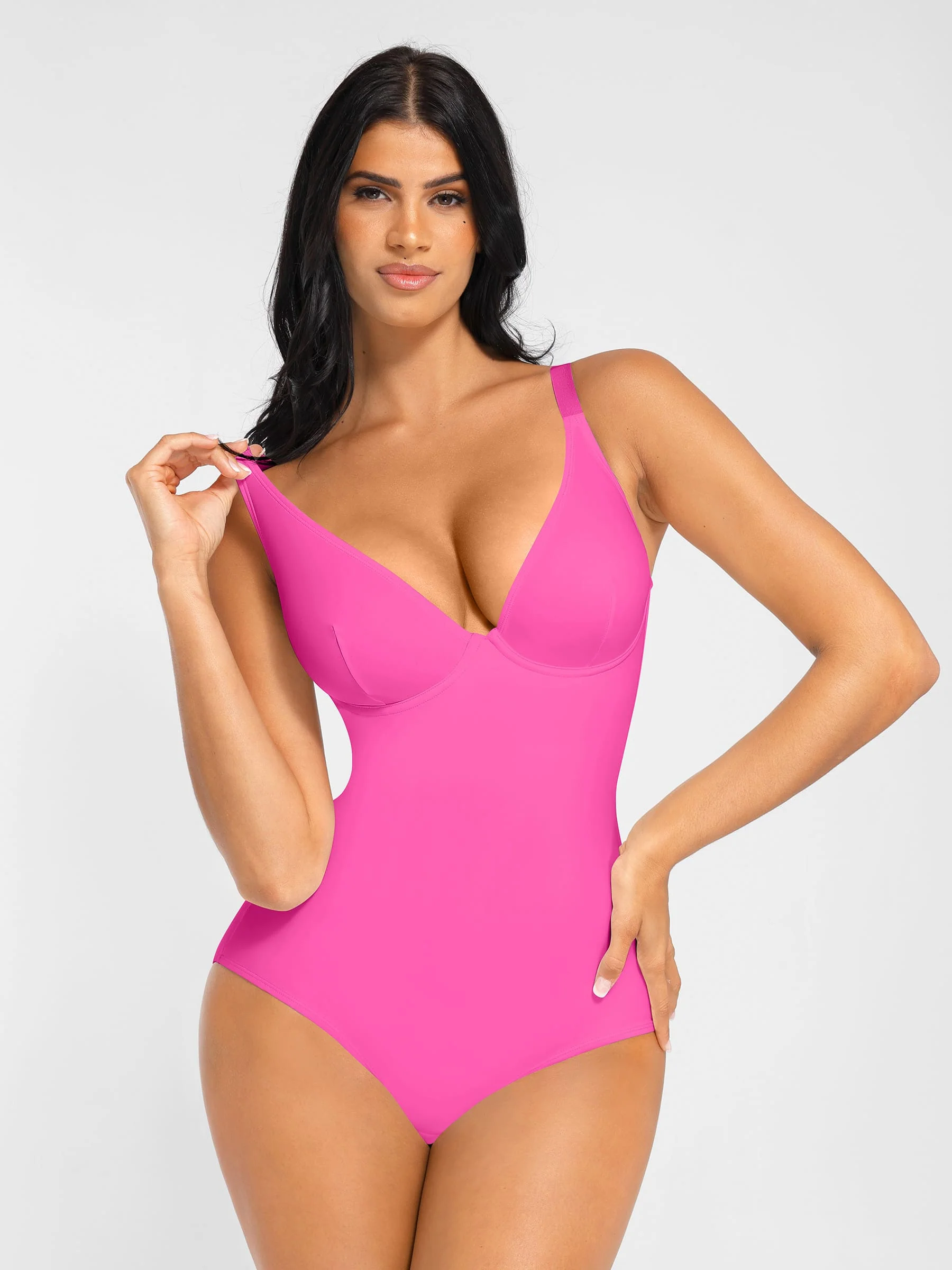 Feelingirl V Neck Tummy Control Shaping Bodysuit - Image 114