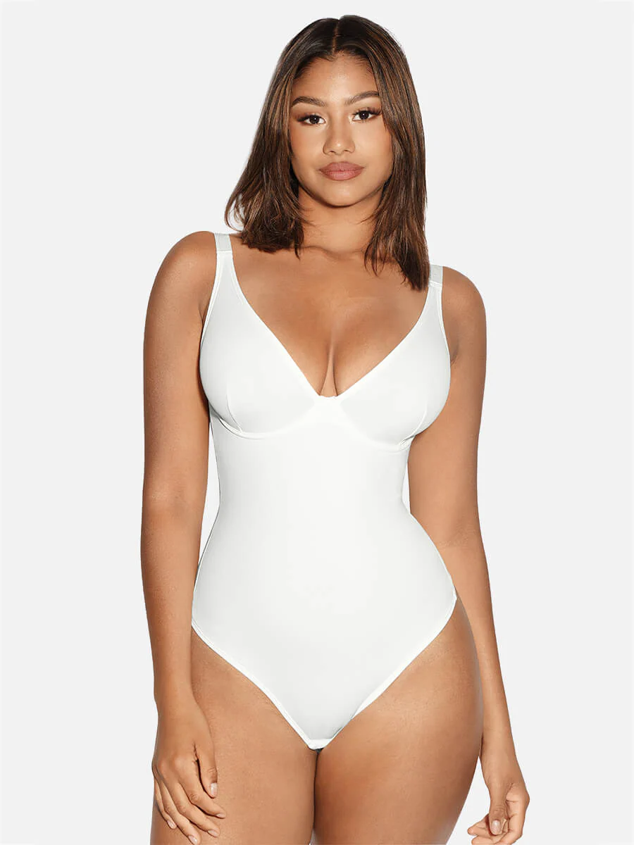 Feelingirl V Neck Tummy Control Shaping Bodysuit - Image 16