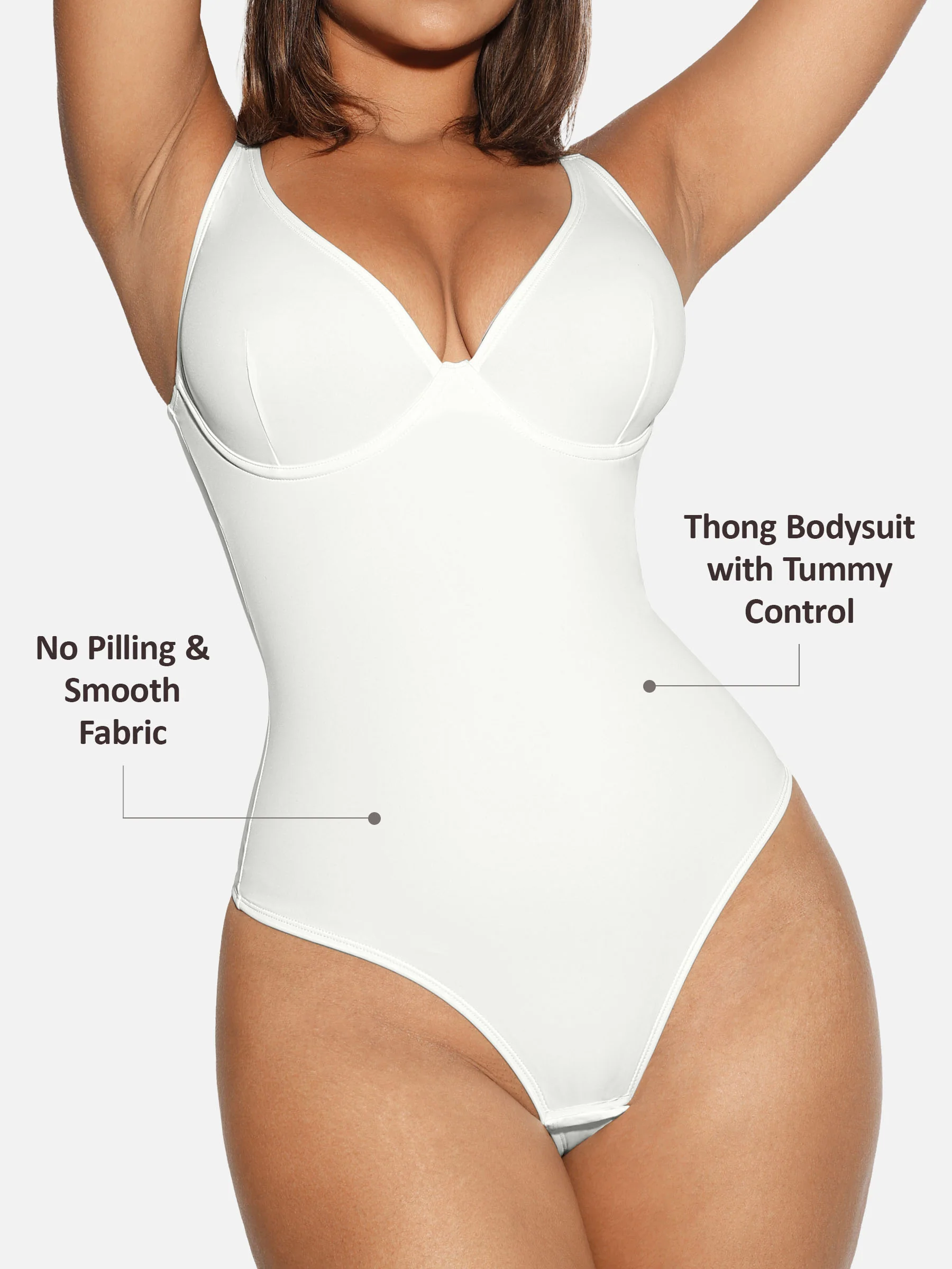 Feelingirl V Neck Tummy Control Shaping Bodysuit - Image 17