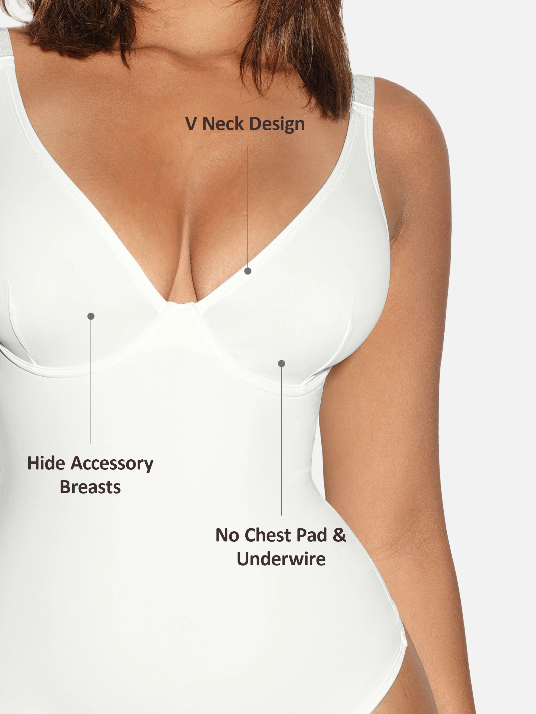 Feelingirl V Neck Tummy Control Shaping Bodysuit - Image 18