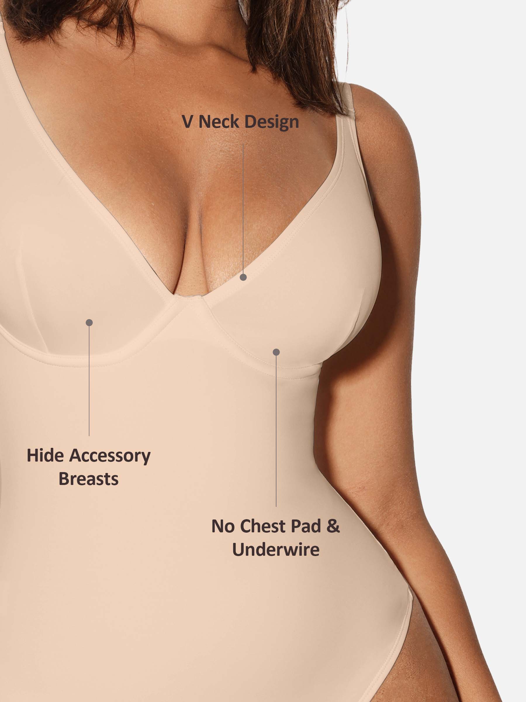 Feelingirl V Neck Tummy Control Shaping Bodysuit - Image 25