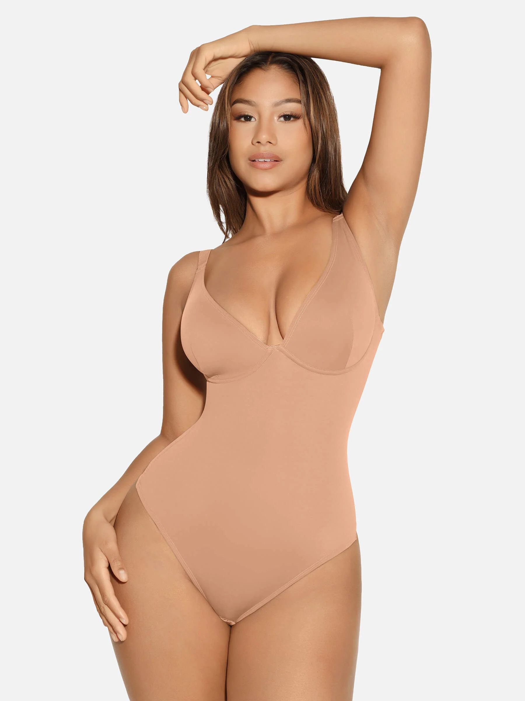 Feelingirl V Neck Tummy Control Shaping Bodysuit - Image 30