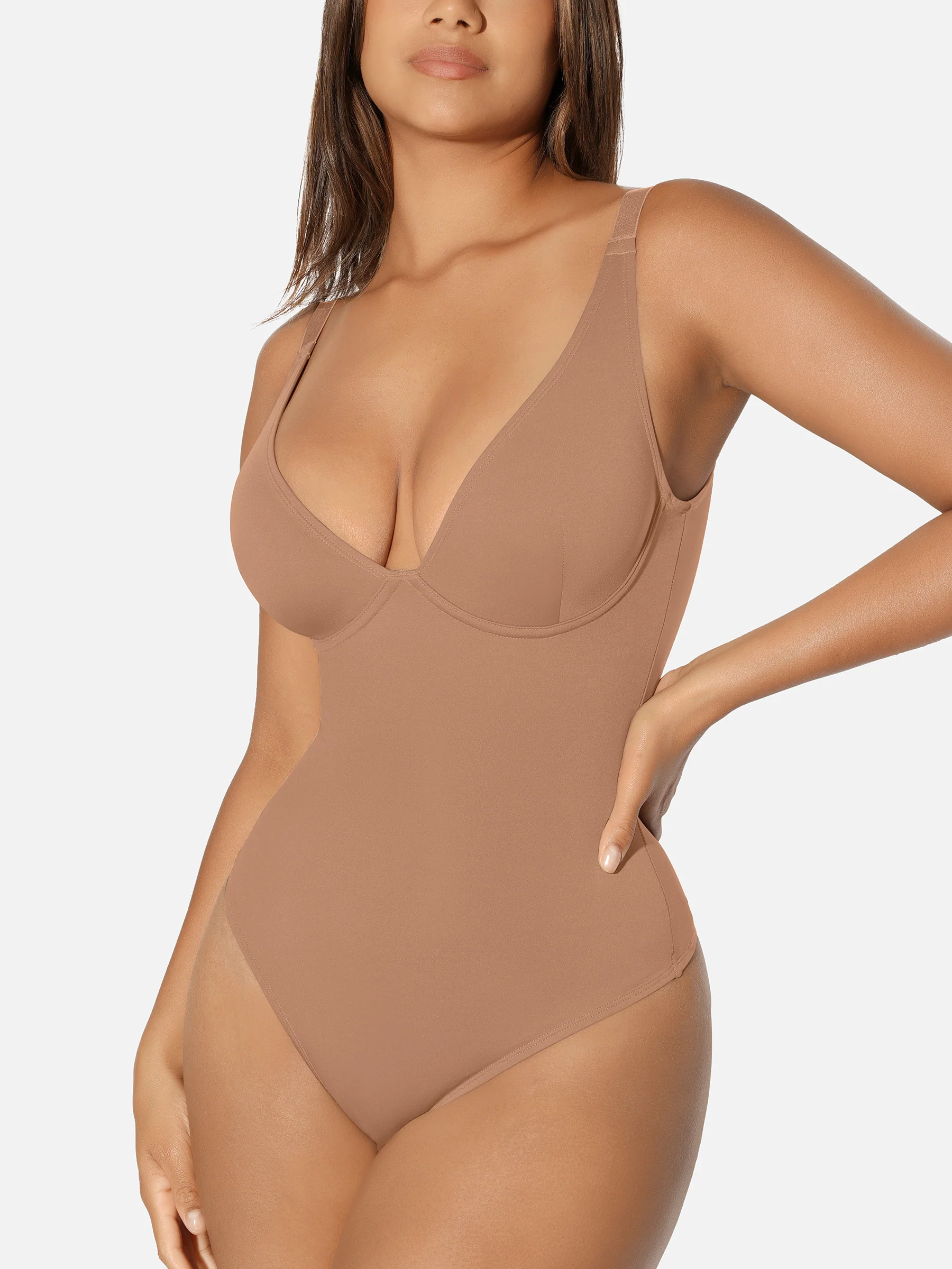 Feelingirl V Neck Tummy Control Shaping Bodysuit - Image 40
