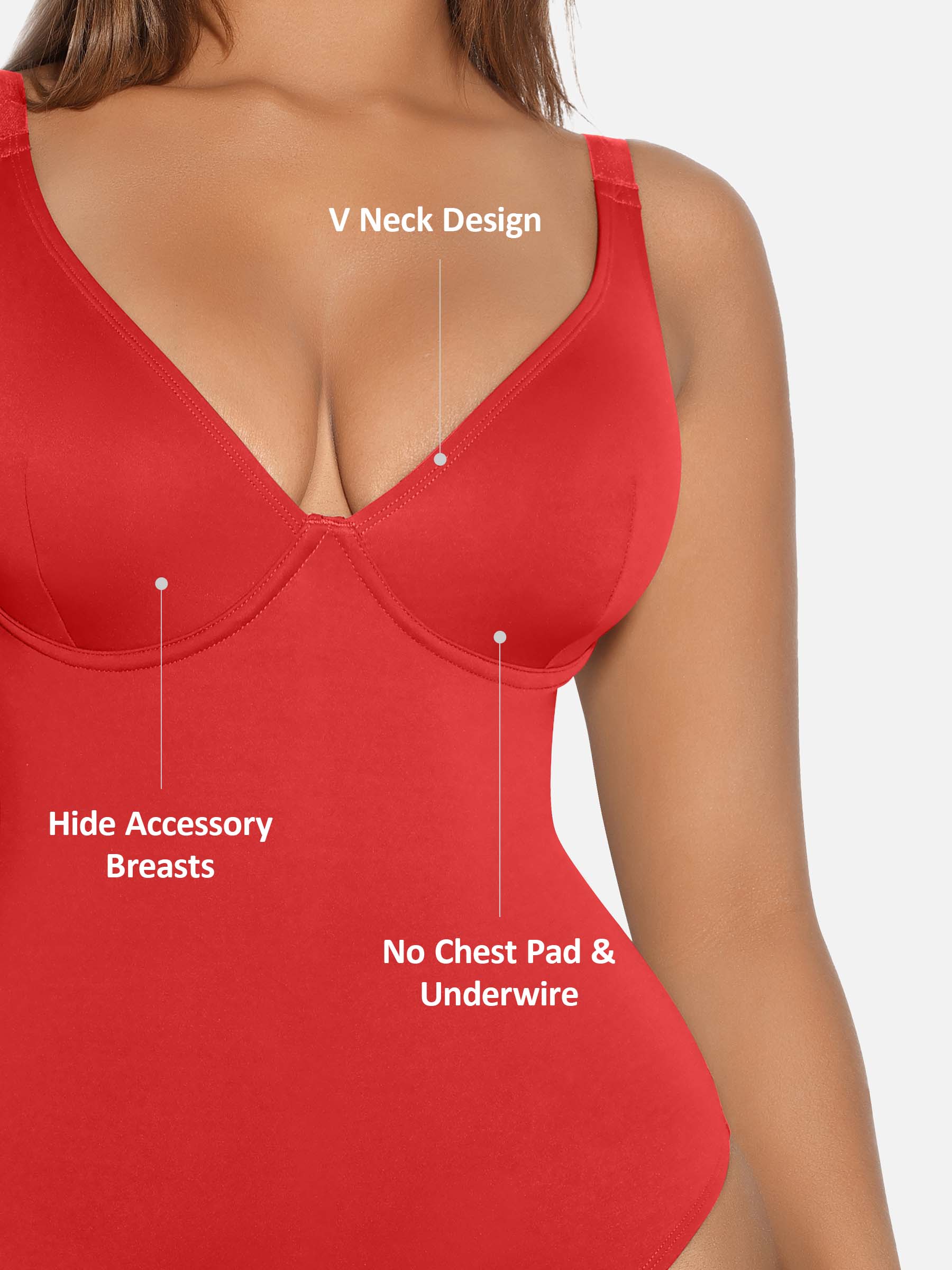 Feelingirl V Neck Tummy Control Shaping Bodysuit - Image 44