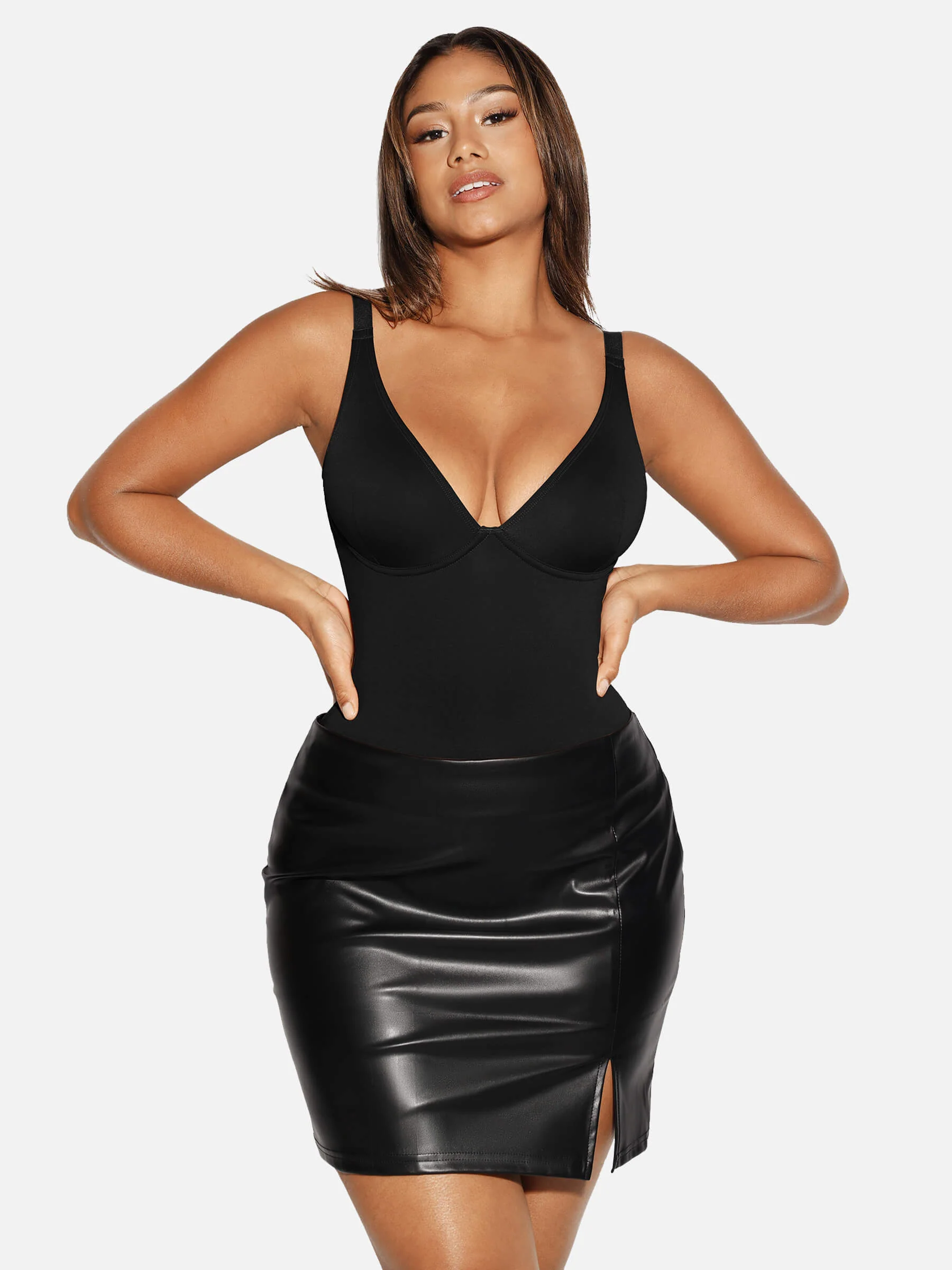 Feelingirl V Neck Tummy Control Shaping Bodysuit - Image 6