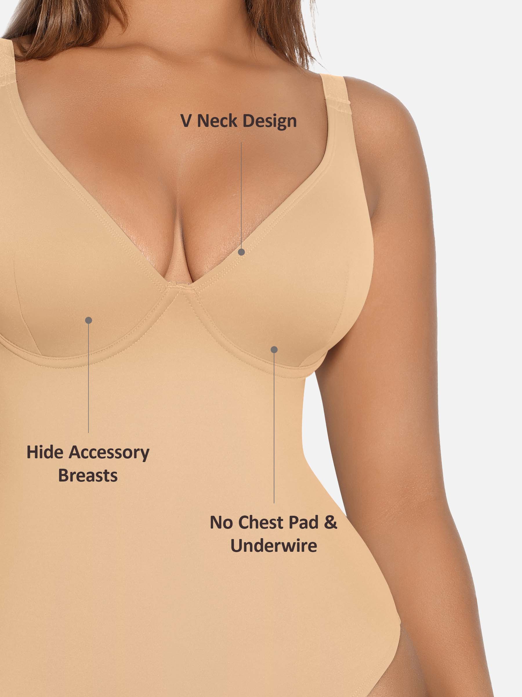 Feelingirl V Neck Tummy Control Shaping Bodysuit - Image 60