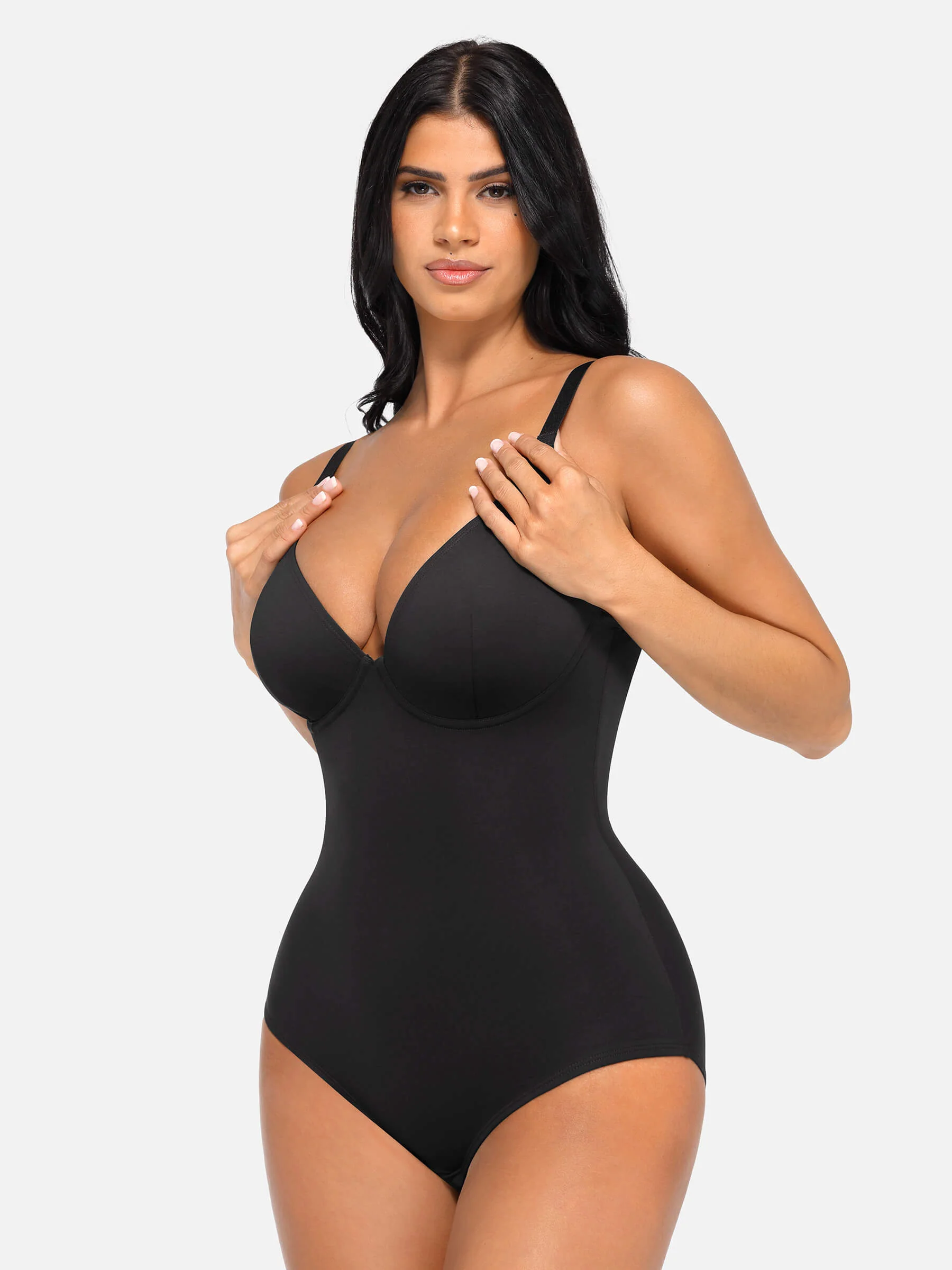 Feelingirl V Neck Tummy Control Shaping Bodysuit - Image 81