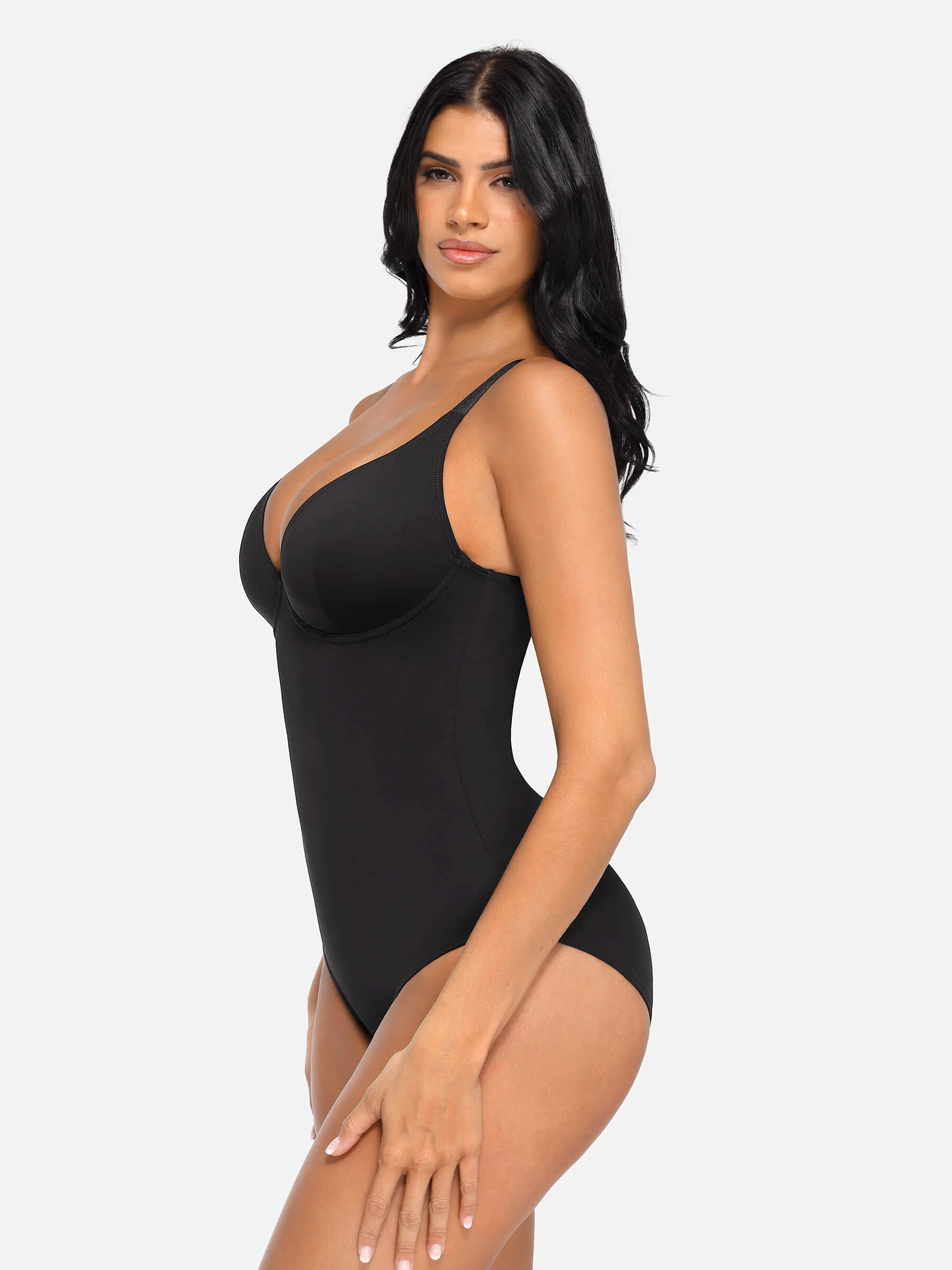 Feelingirl V Neck Tummy Control Shaping Bodysuit - Image 82