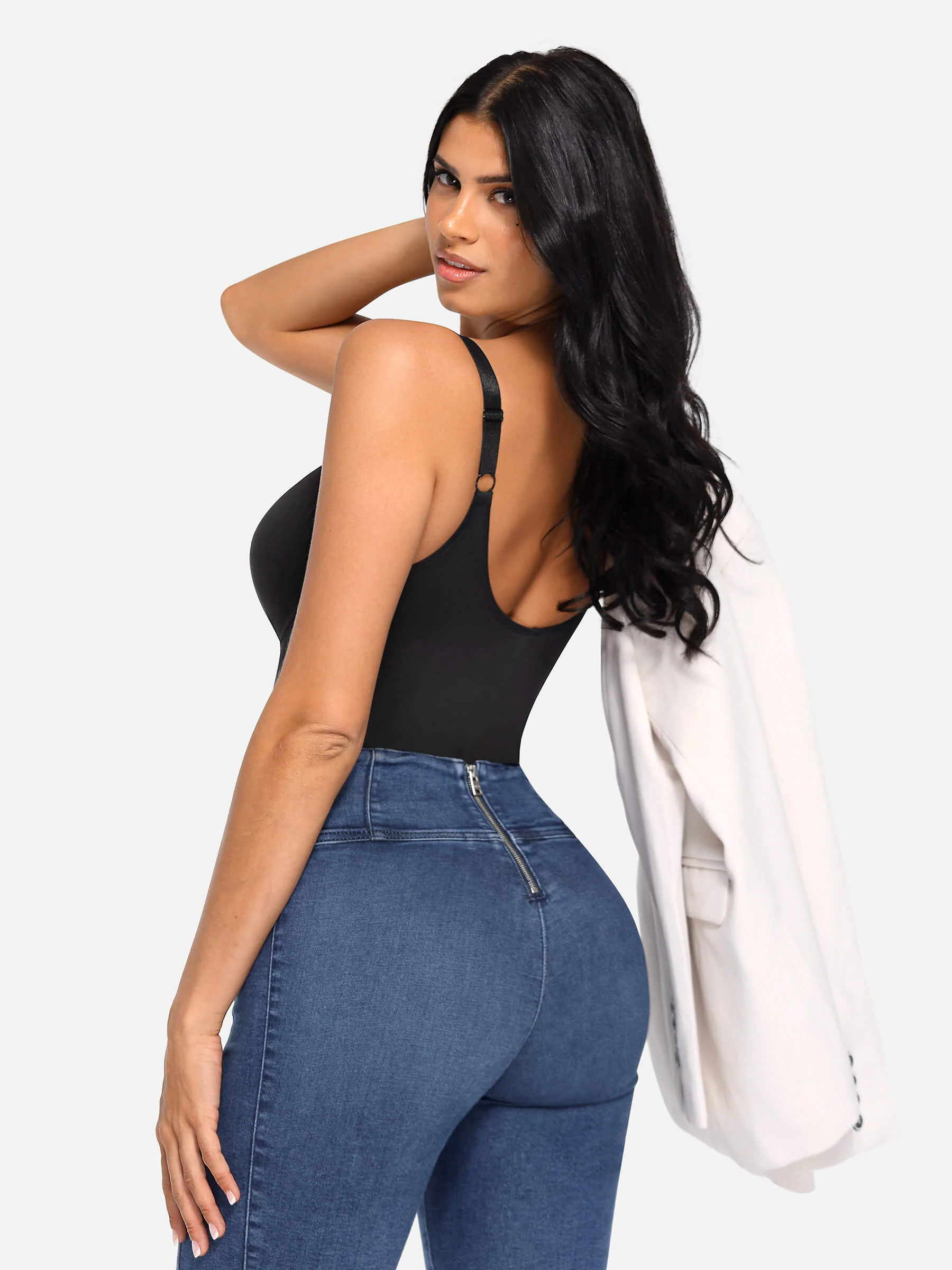 Feelingirl V Neck Tummy Control Shaping Bodysuit - Image 88