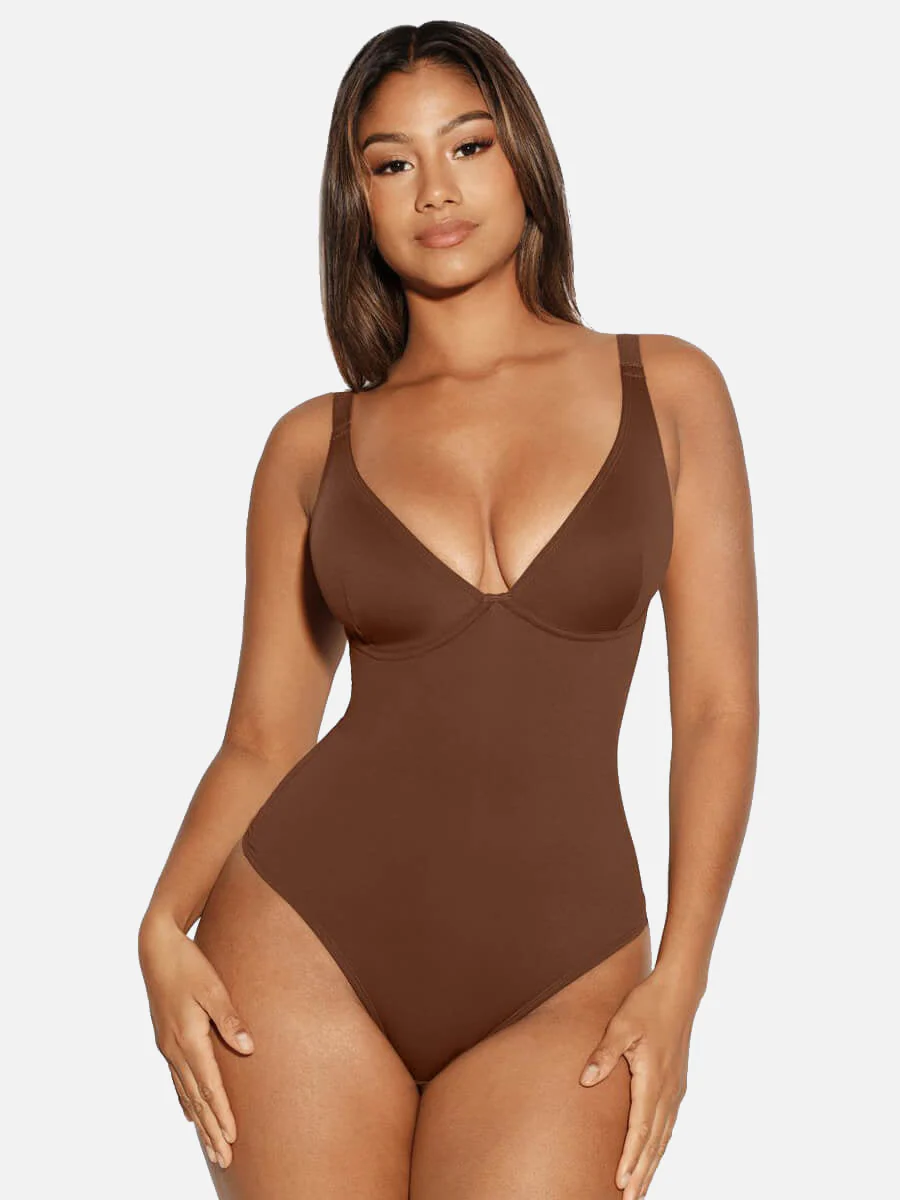 Feelingirl V Neck Tummy Control Shaping Bodysuit - Image 9