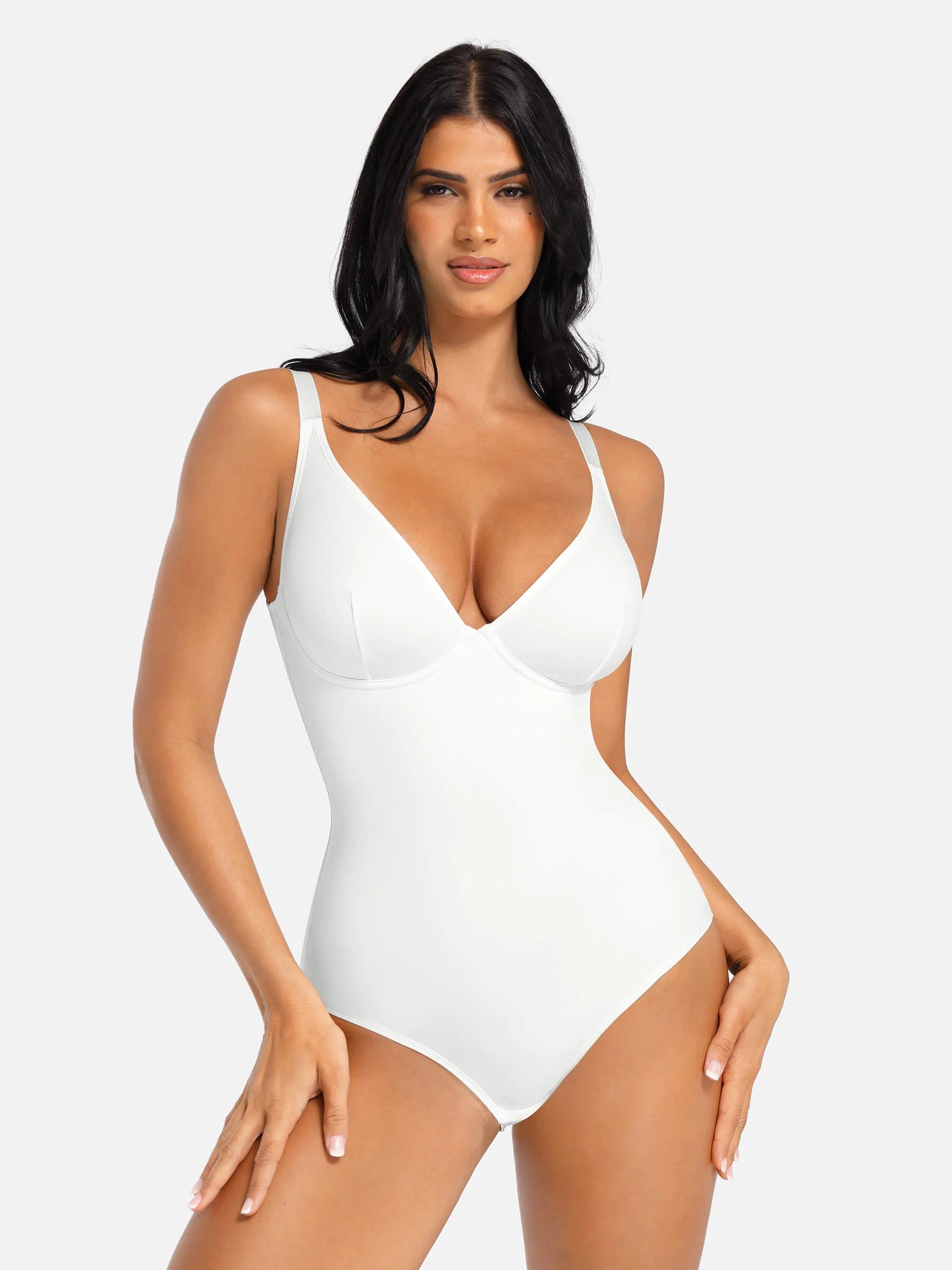 Feelingirl V Neck Tummy Control Shaping Bodysuit - Image 92