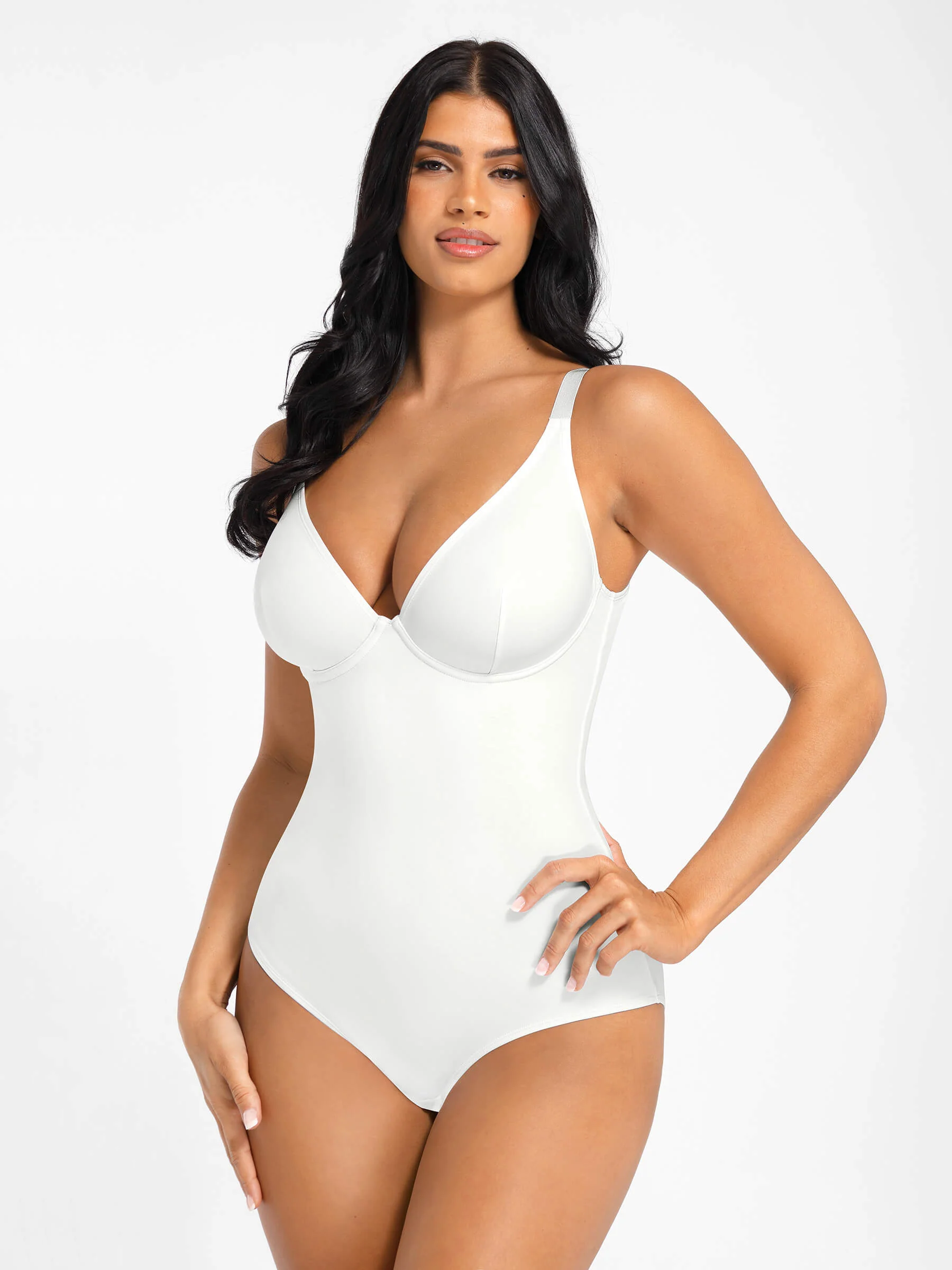Feelingirl V Neck Tummy Control Shaping Bodysuit - Image 94